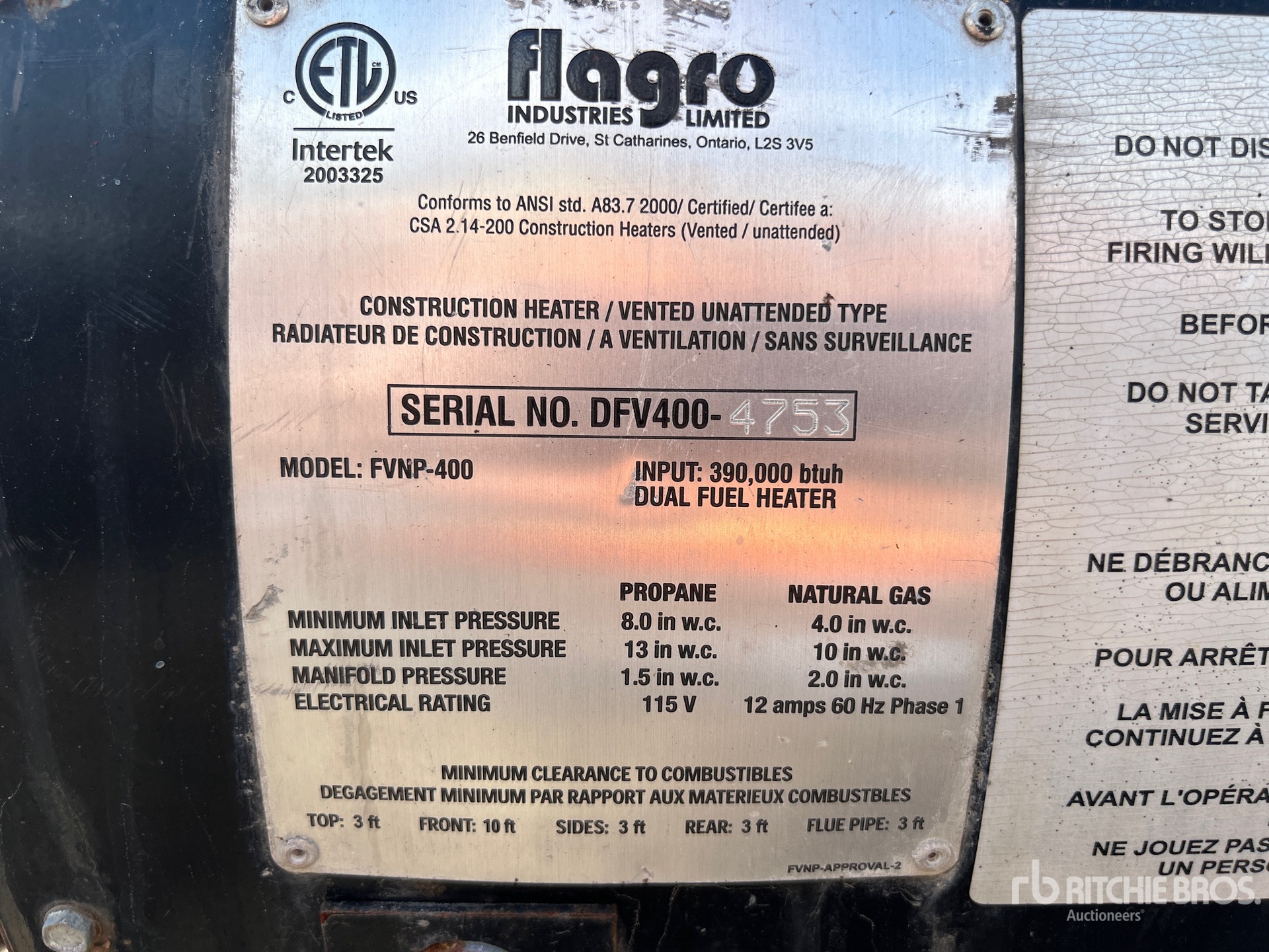 General Appearance with Serial Number / VIN