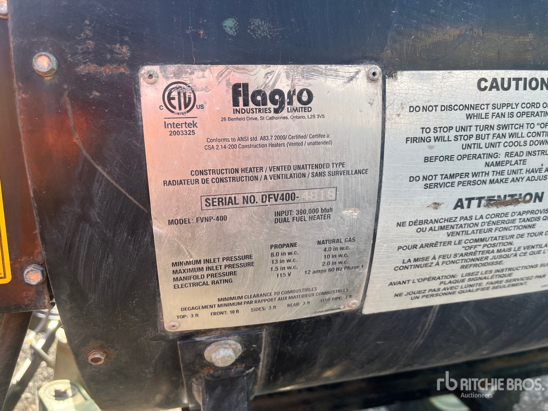 General Appearance with Serial Number / VIN