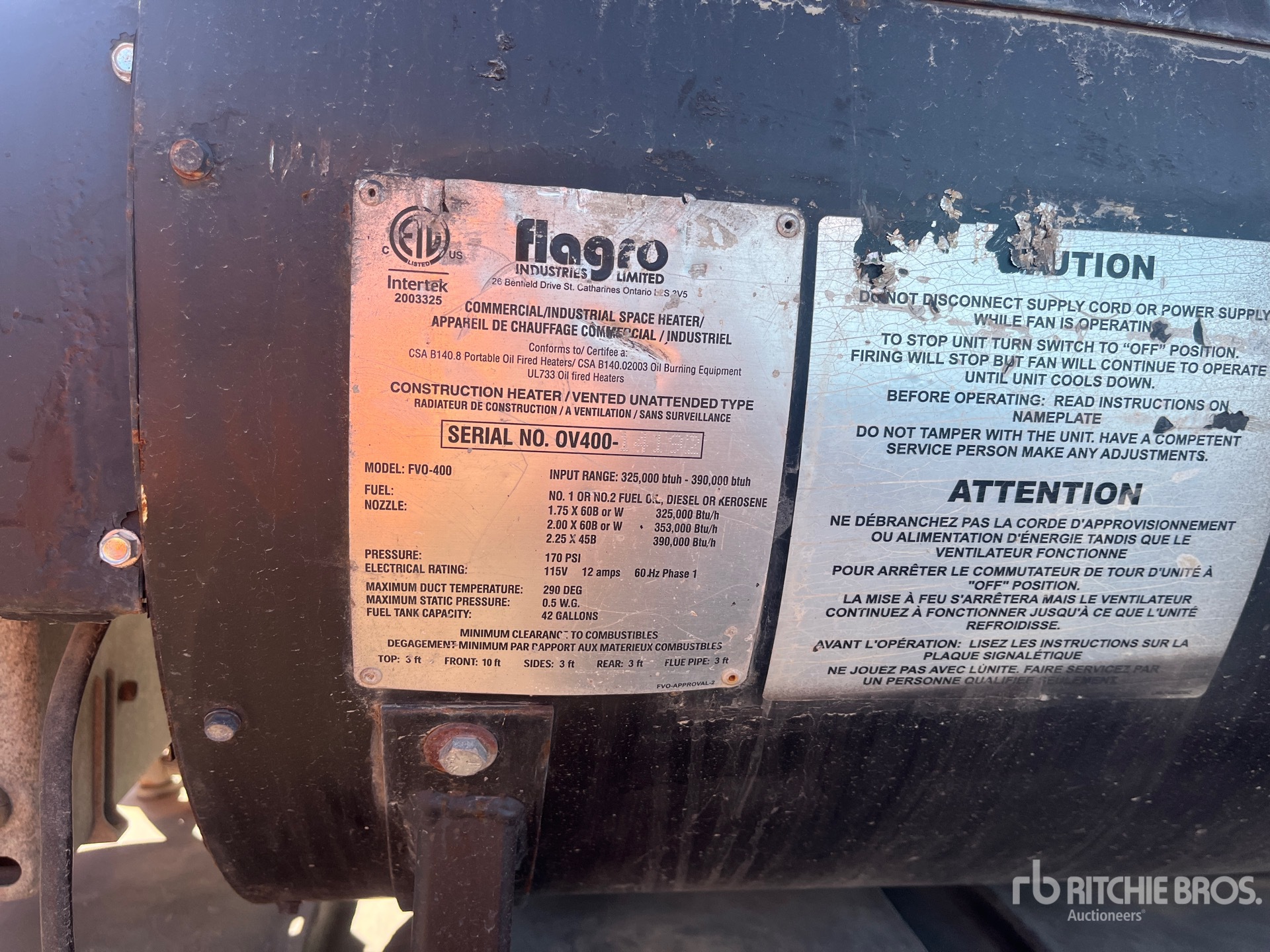 General Appearance with Serial Number / VIN