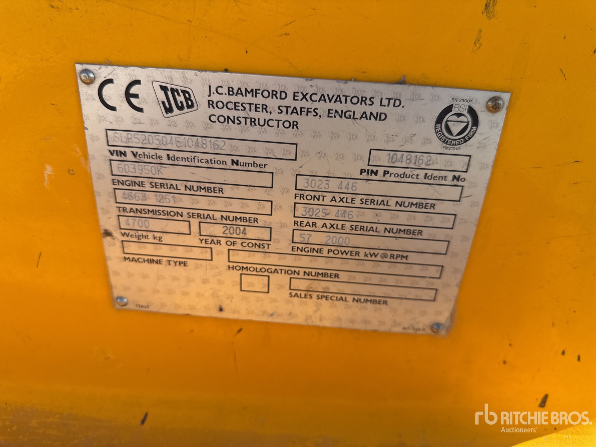 General Appearance with Serial Number / VIN