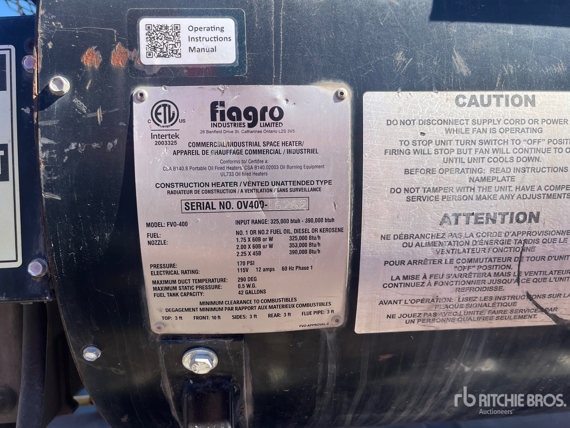General Appearance with Serial Number / VIN