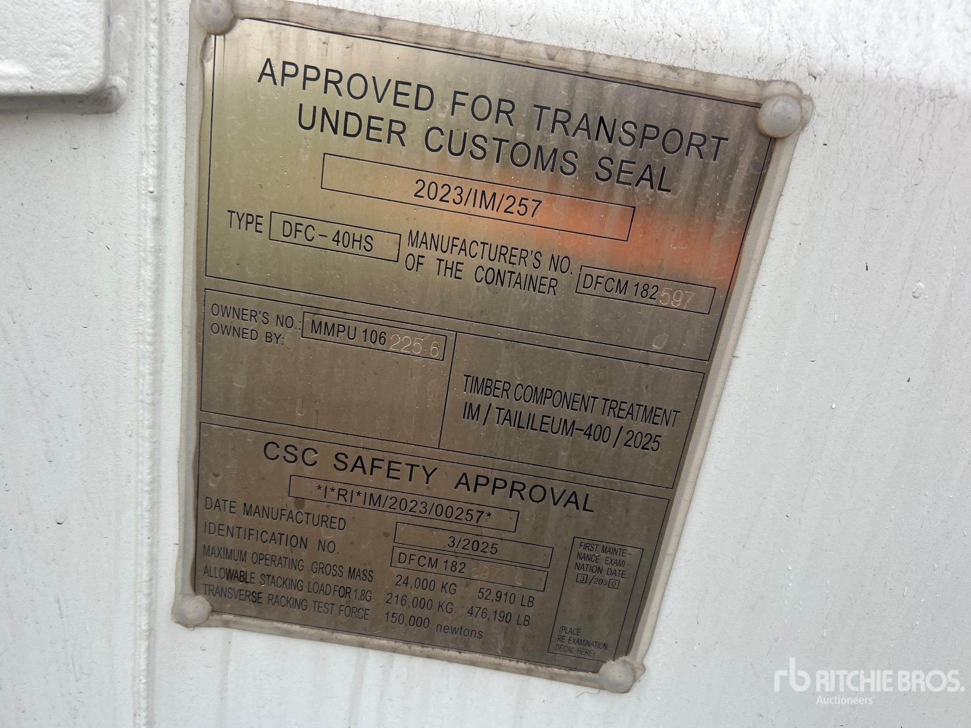 General Appearance with Serial Number / VIN