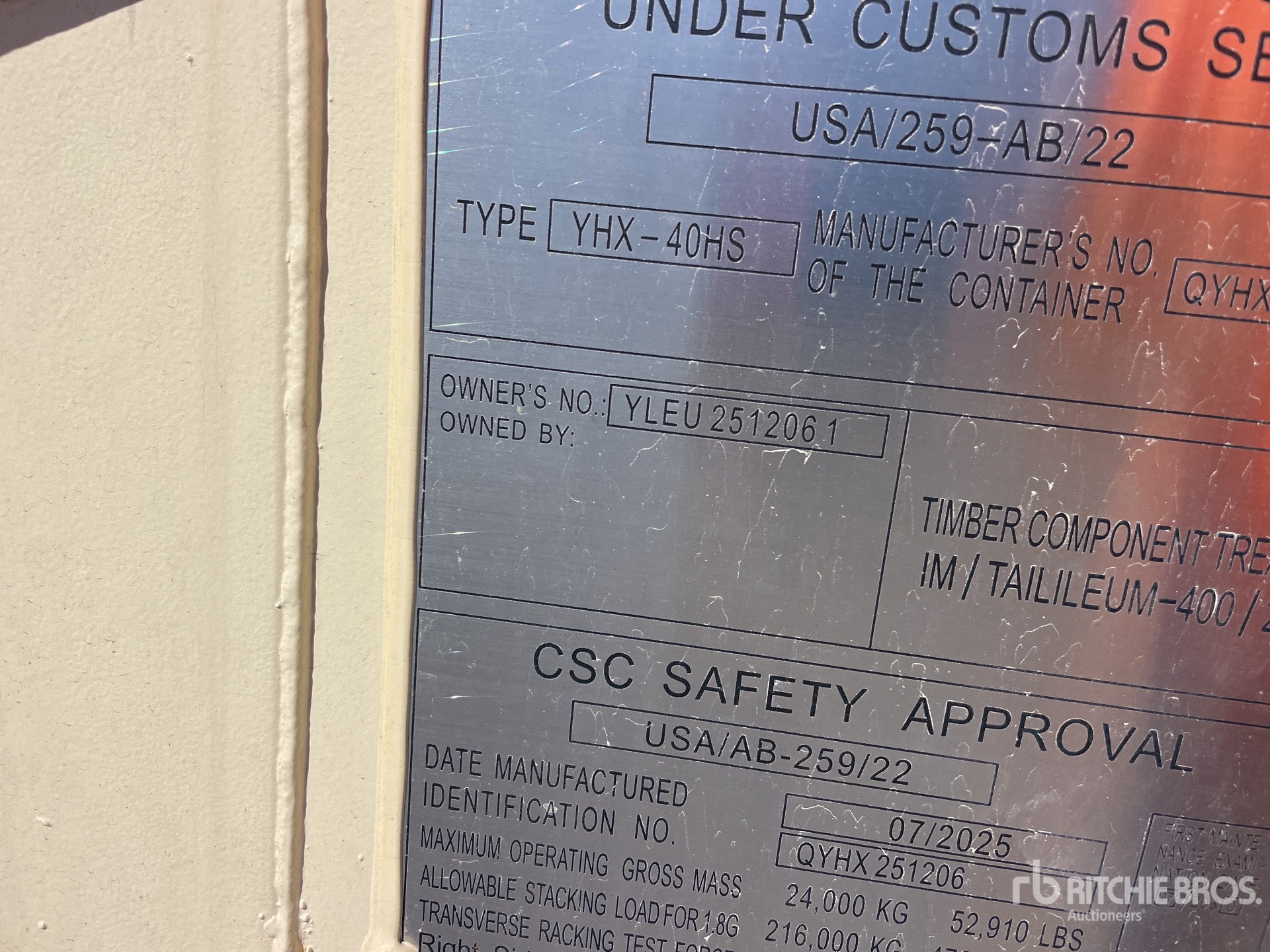 General Appearance with Serial Number / VIN