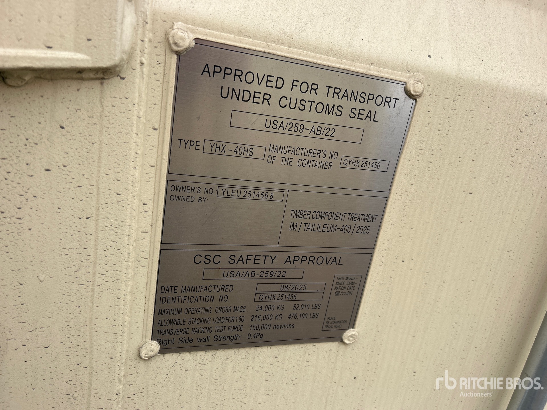 General Appearance with Serial Number / VIN