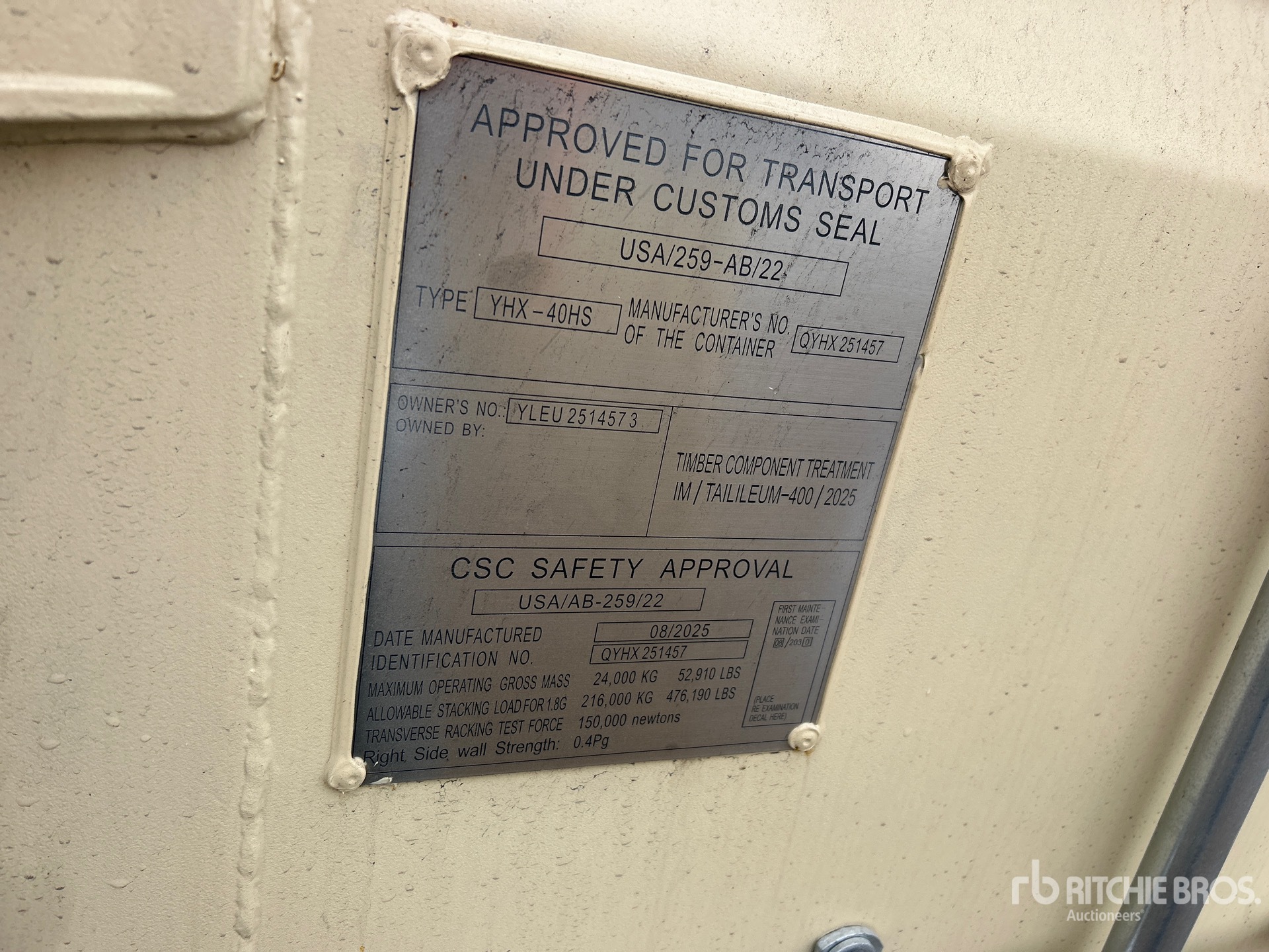 General Appearance with Serial Number / VIN