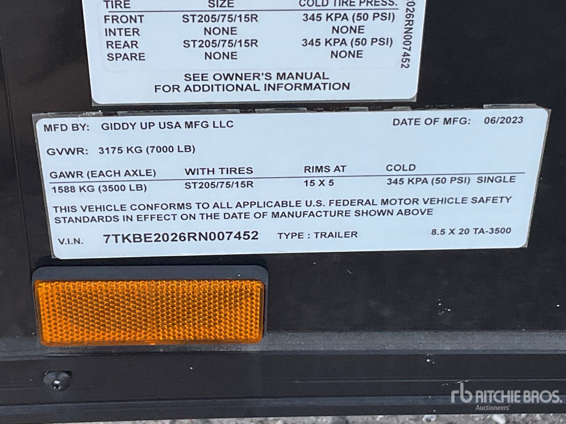 General Appearance with Serial Number / VIN
