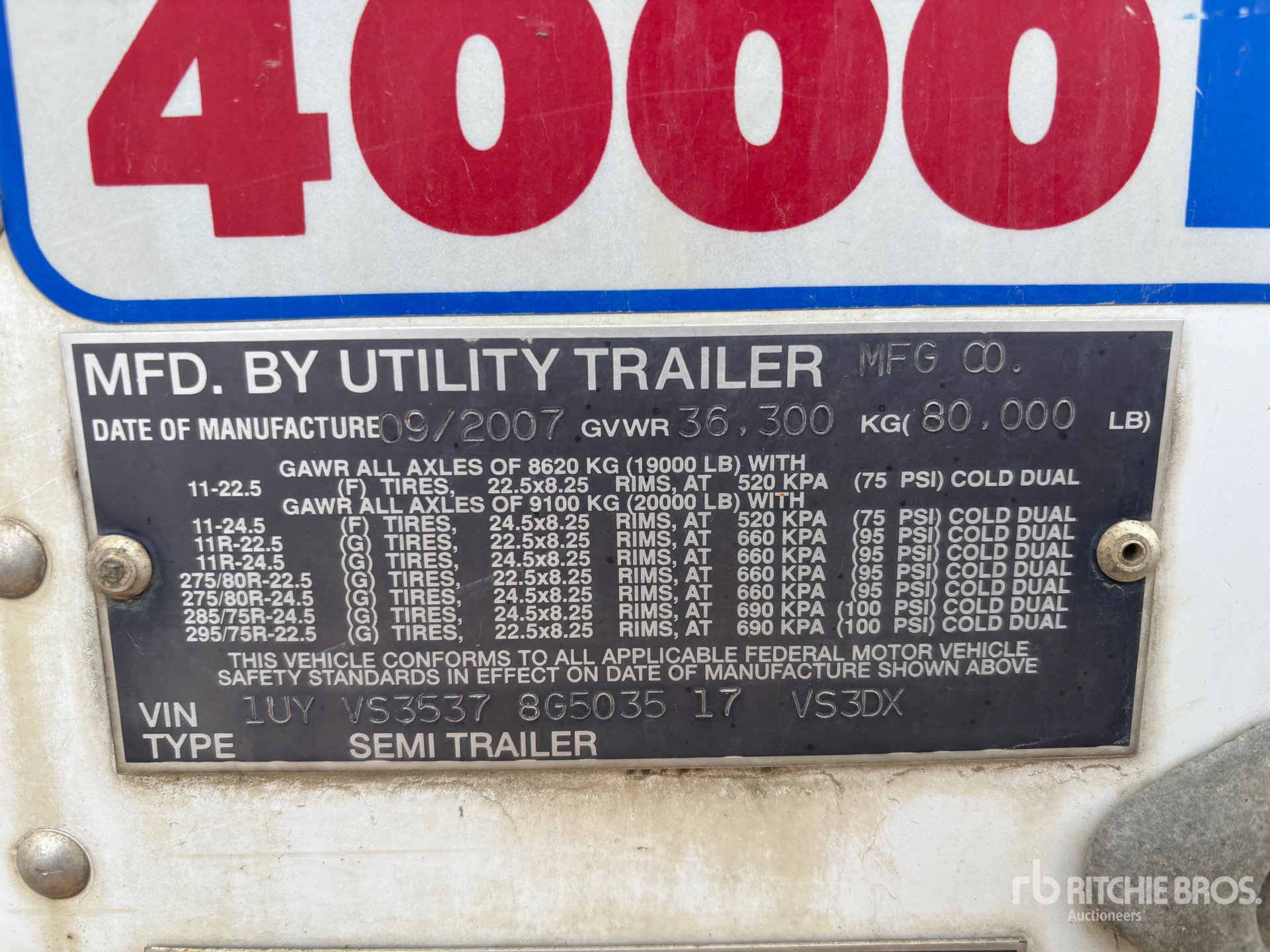 General Appearance with Serial Number / VIN