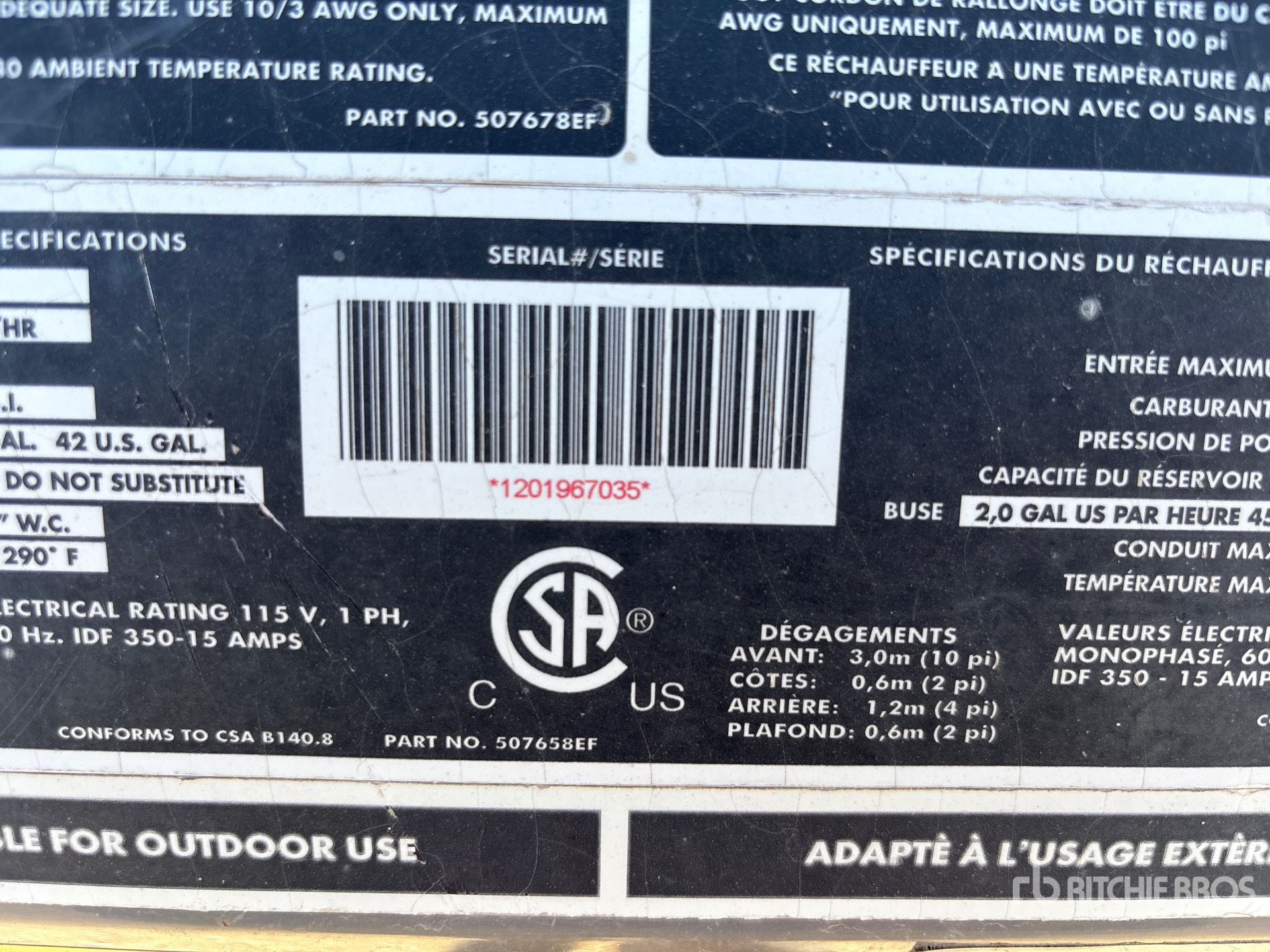 General Appearance with Serial Number / VIN