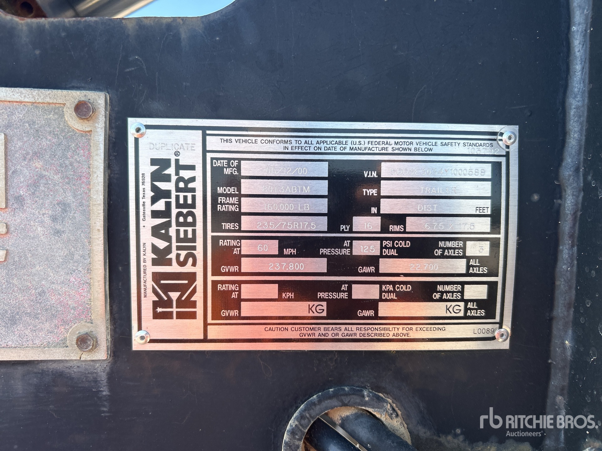 General Appearance with Serial Number / VIN