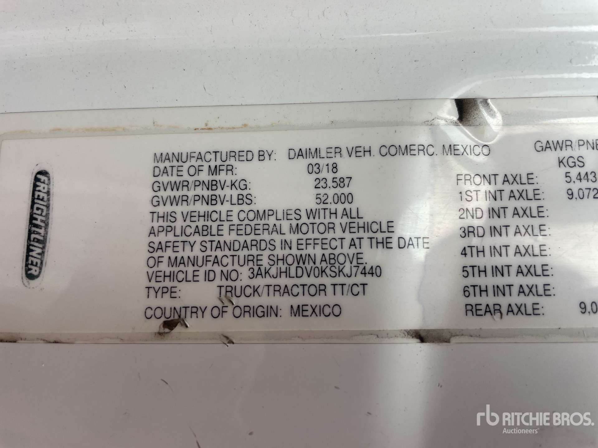 General Appearance with Serial Number / VIN