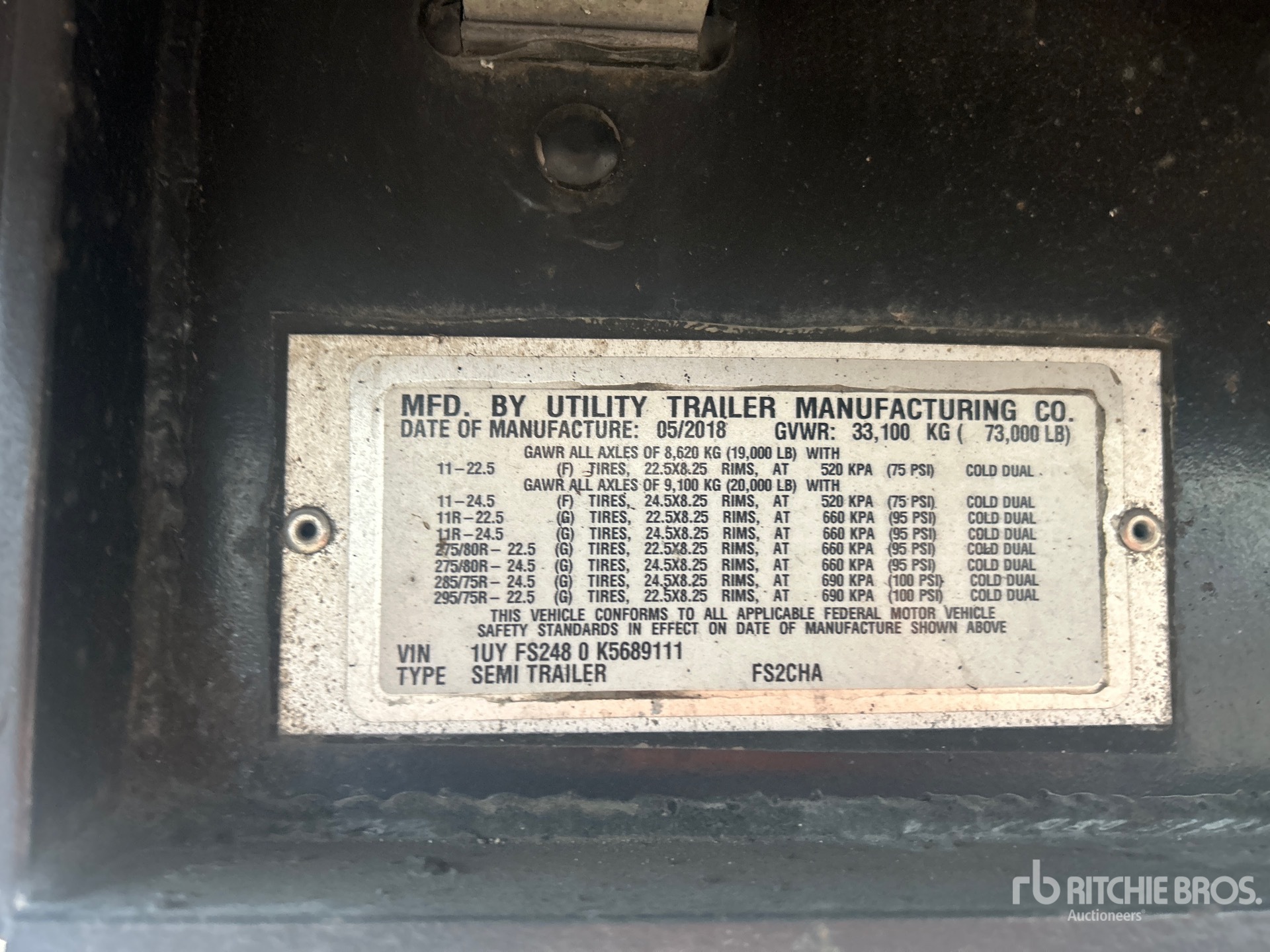 General Appearance with Serial Number / VIN