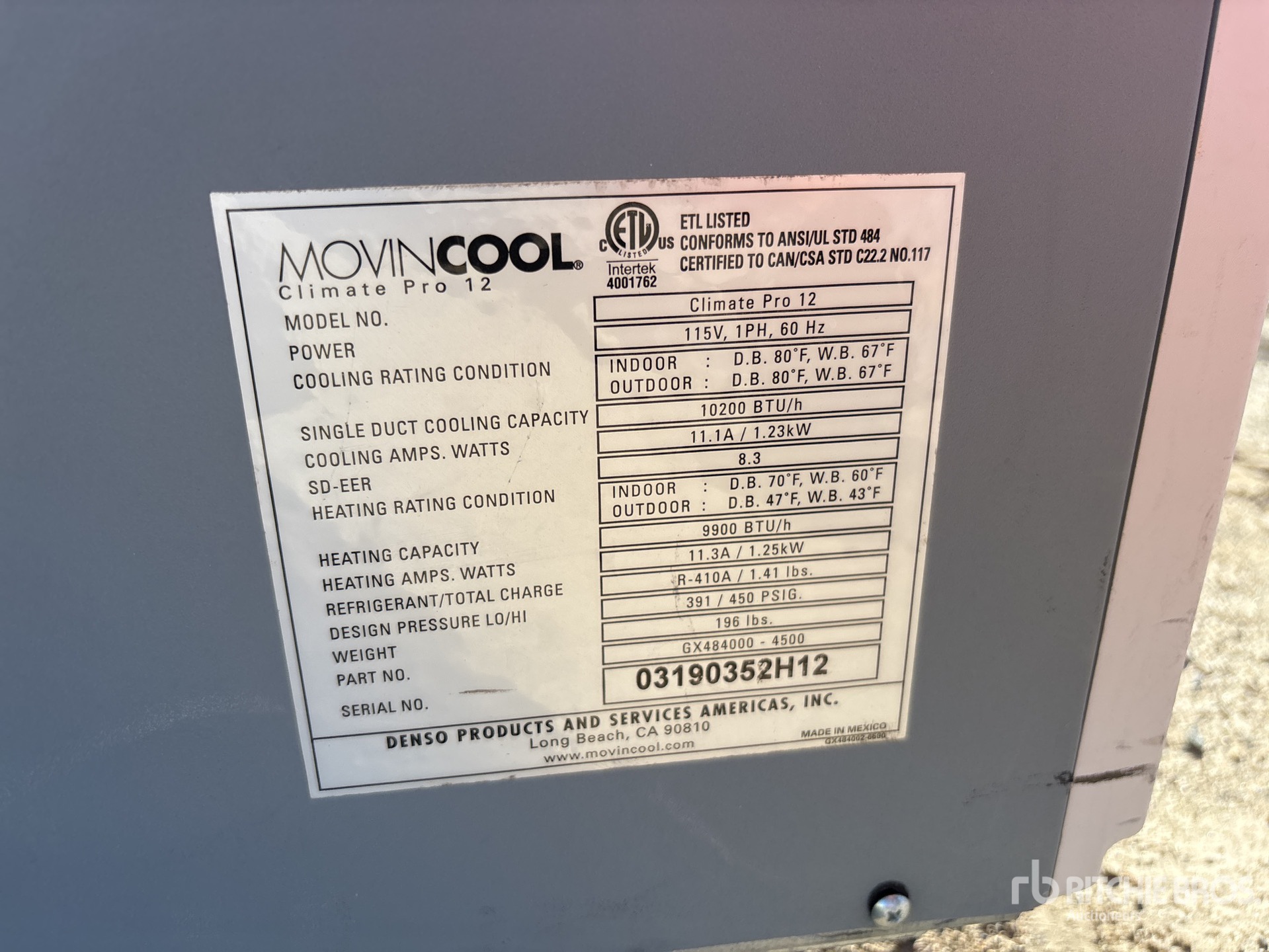 General Appearance with Serial Number / VIN