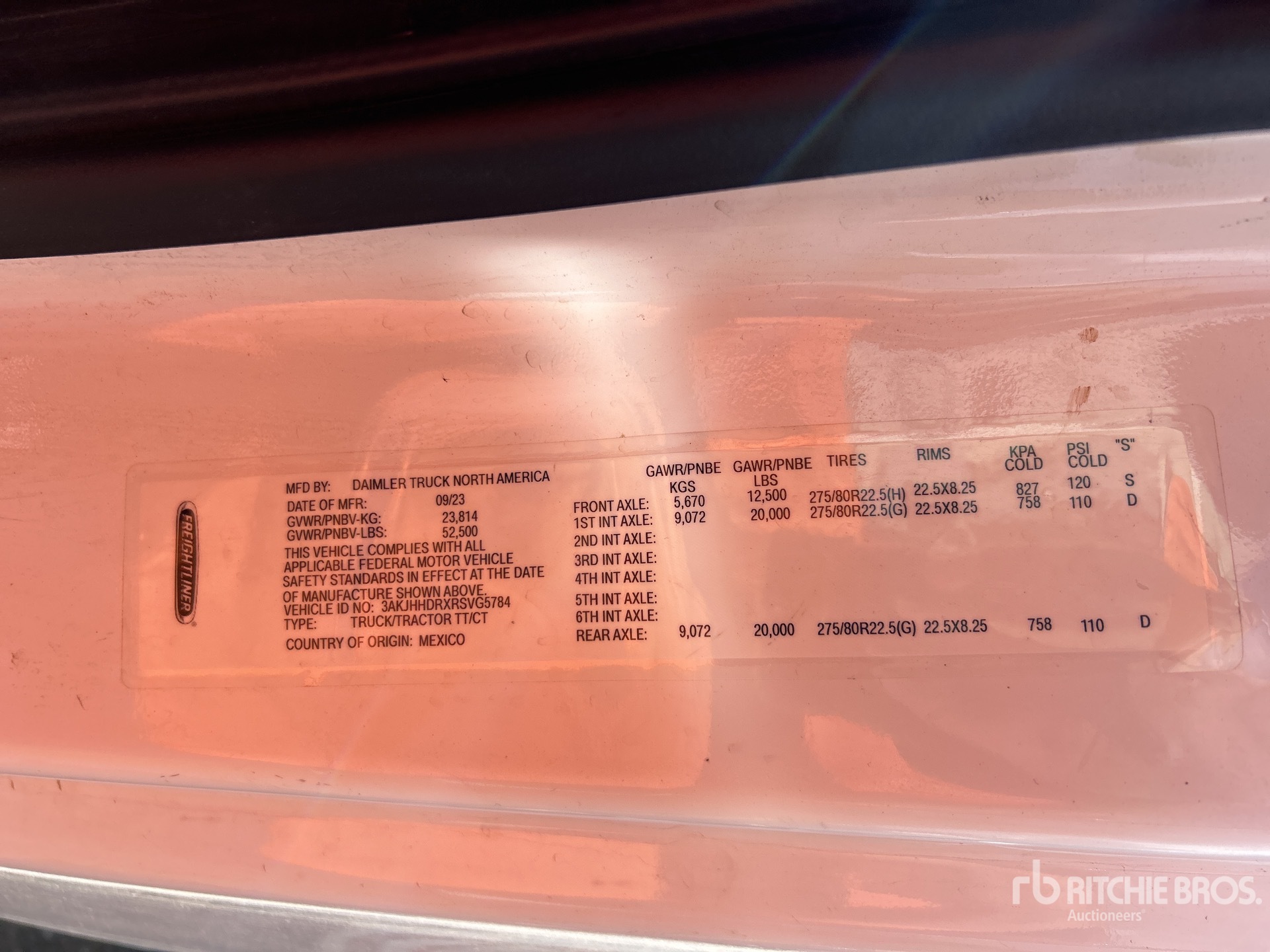General Appearance with Serial Number / VIN