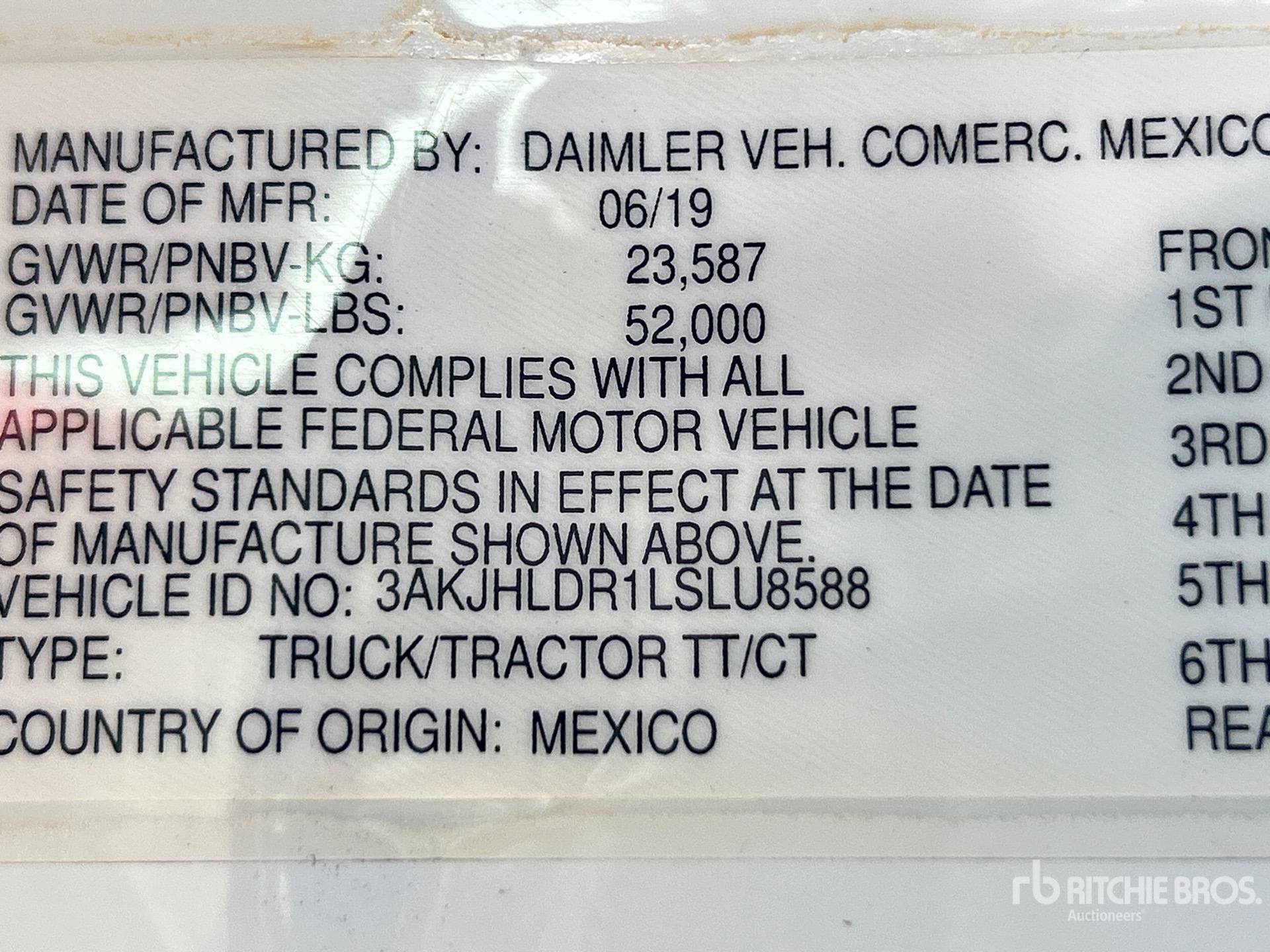 General Appearance with Serial Number / VIN