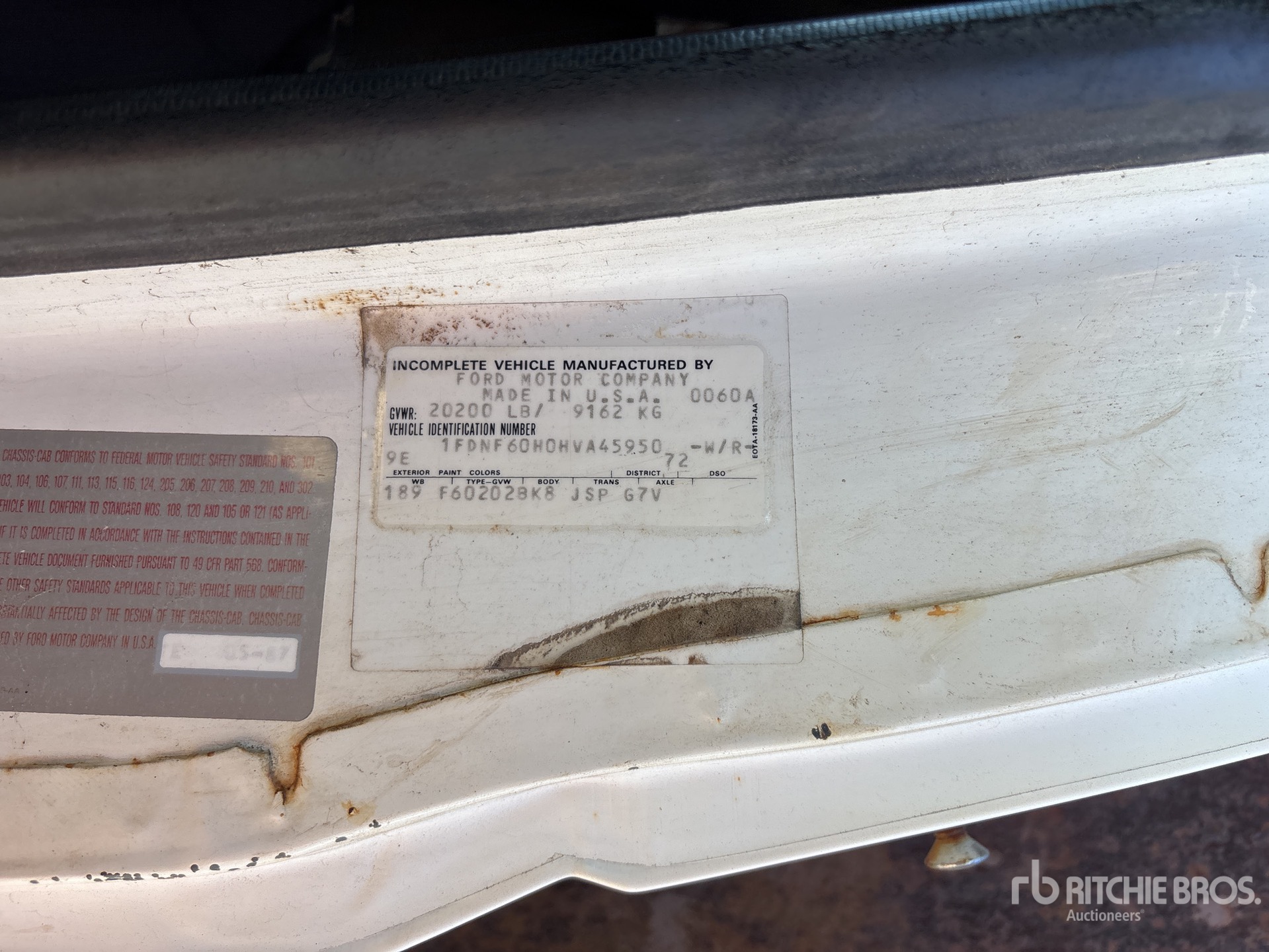 General Appearance with Serial Number / VIN