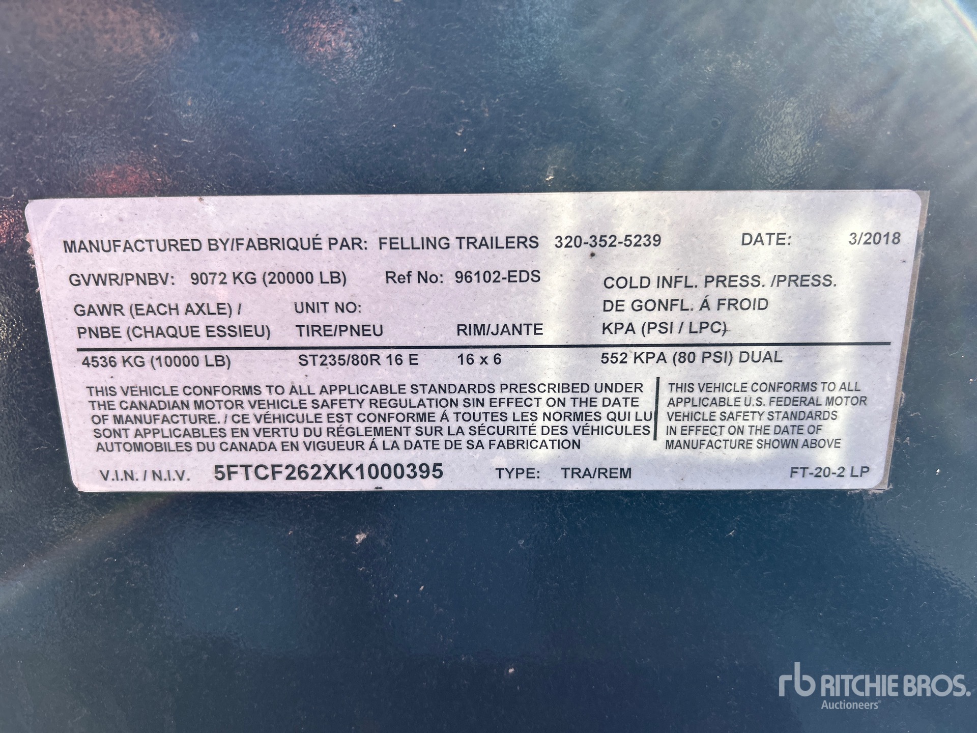 General Appearance with Serial Number / VIN