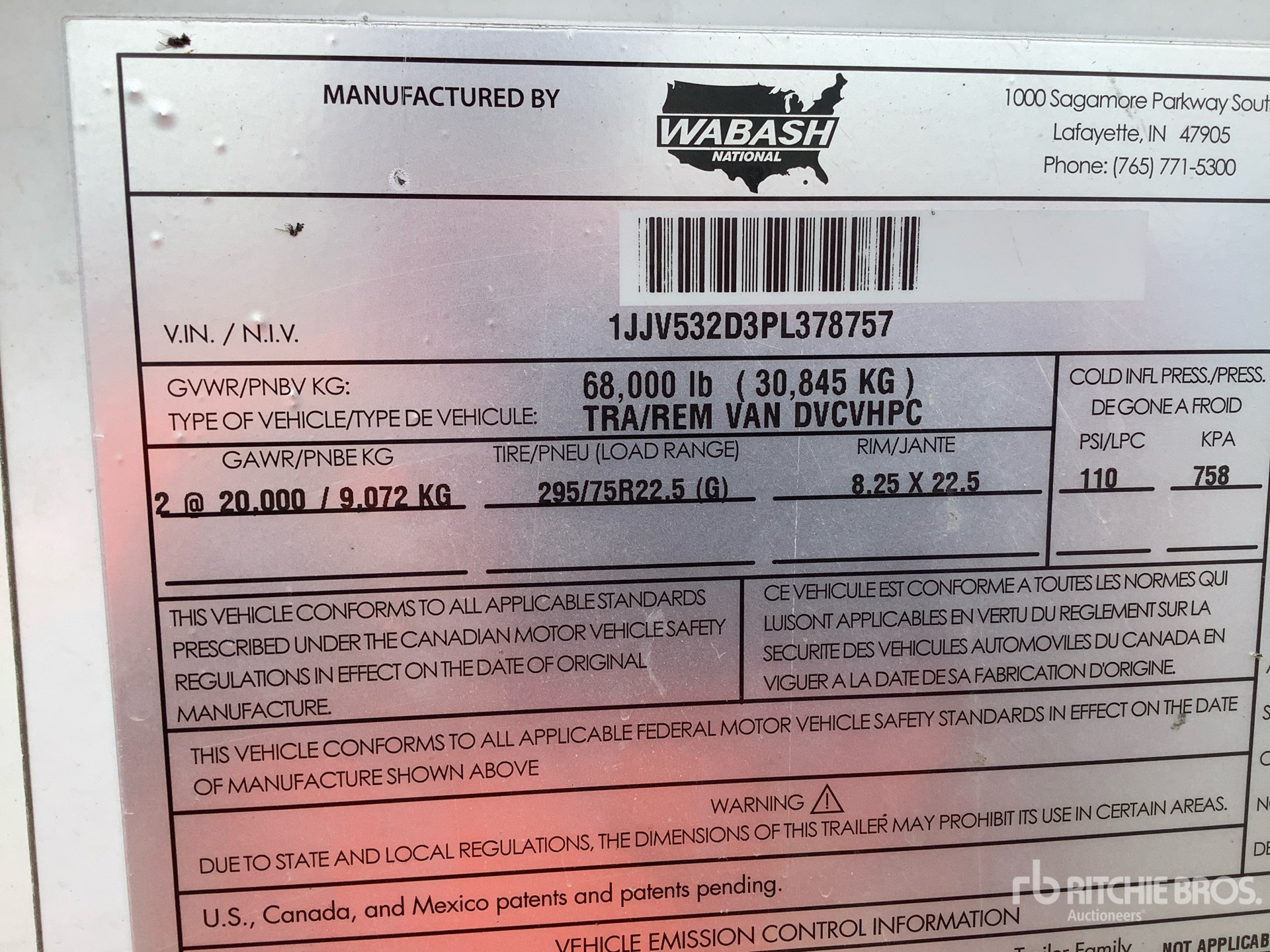 General Appearance with Serial Number / VIN