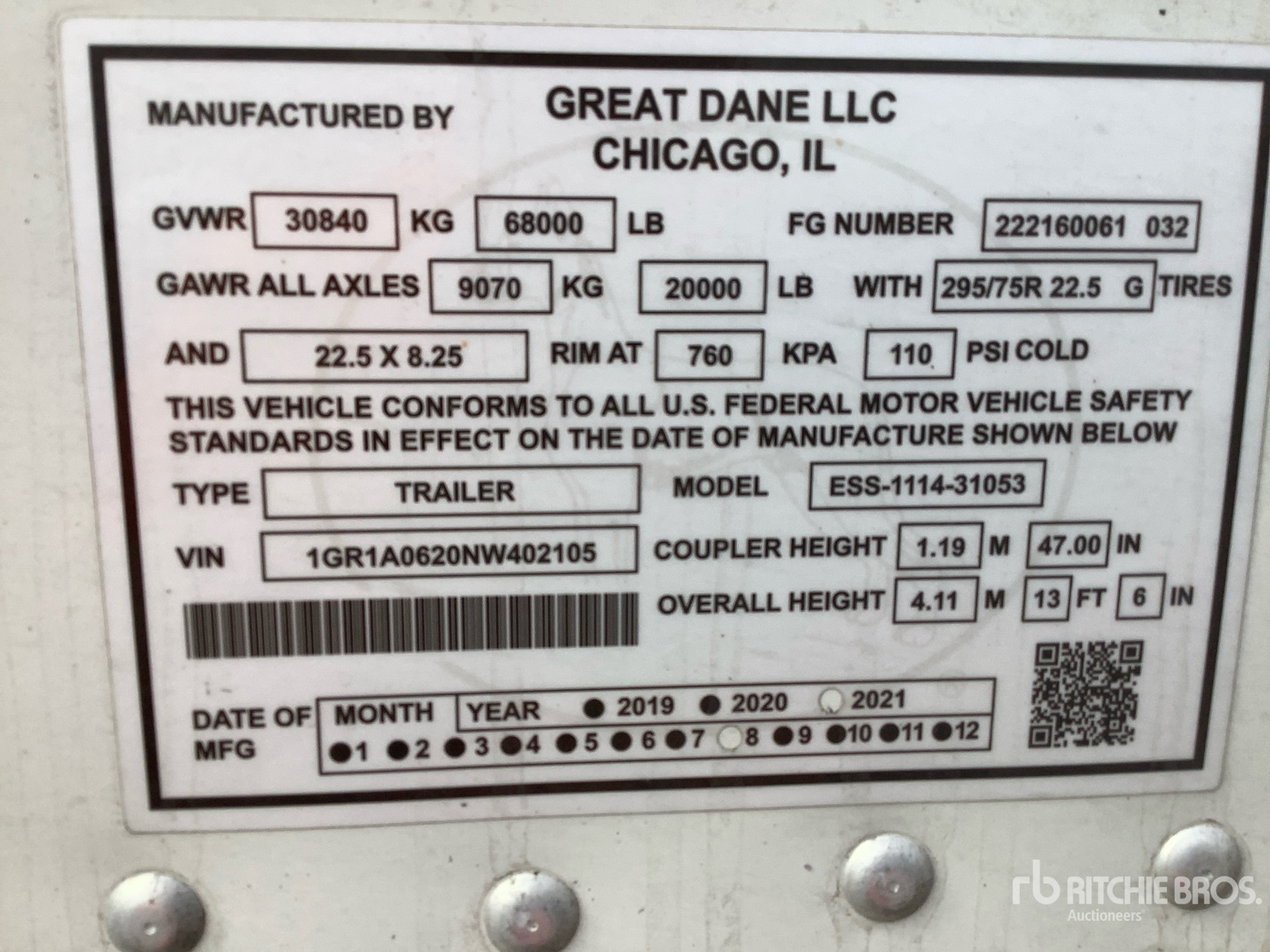 General Appearance with Serial Number / VIN