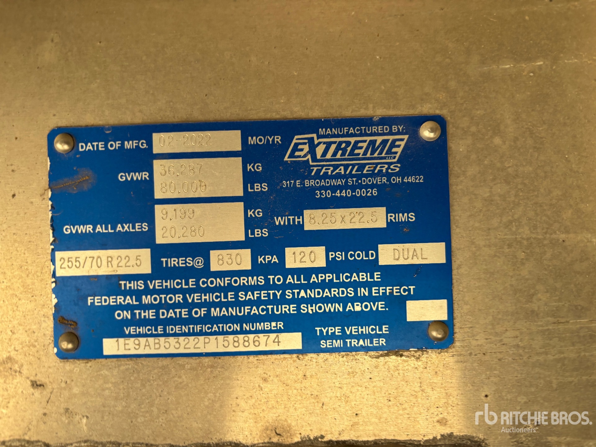 General Appearance with Serial Number / VIN