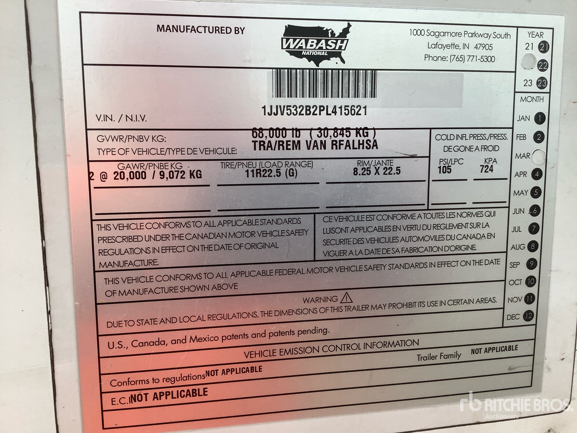 General Appearance with N.º de serie/VIN