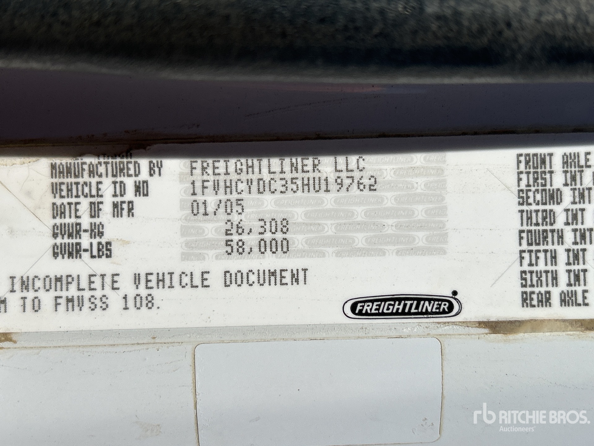 General Appearance with Serial Number / VIN