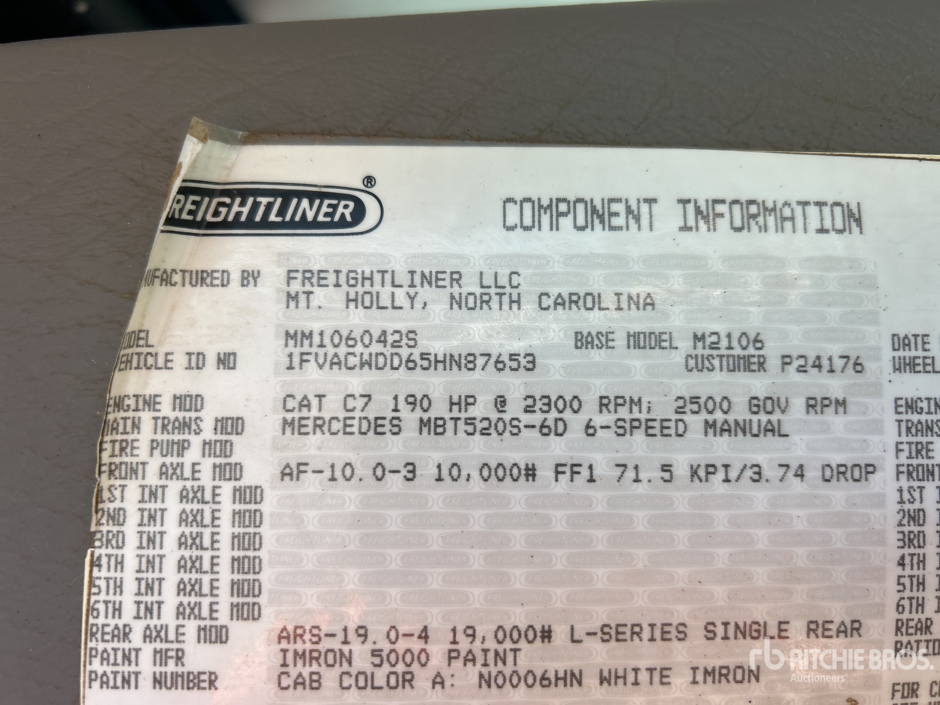 General Appearance with Serial Number / VIN