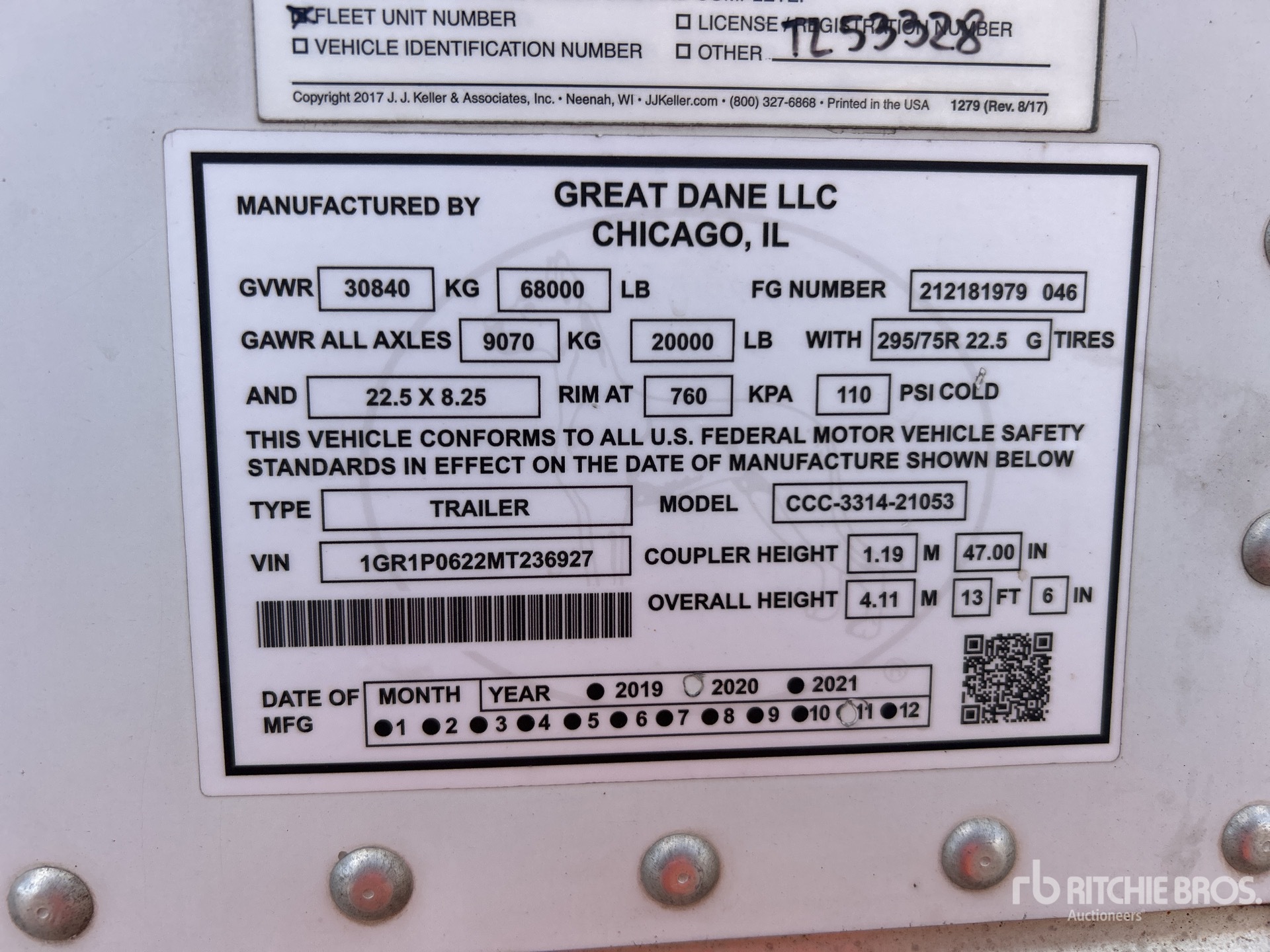General Appearance with Serial Number / VIN