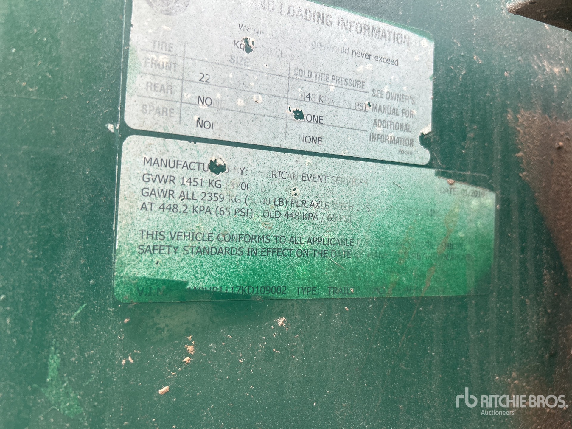 General Appearance with Serial Number / VIN