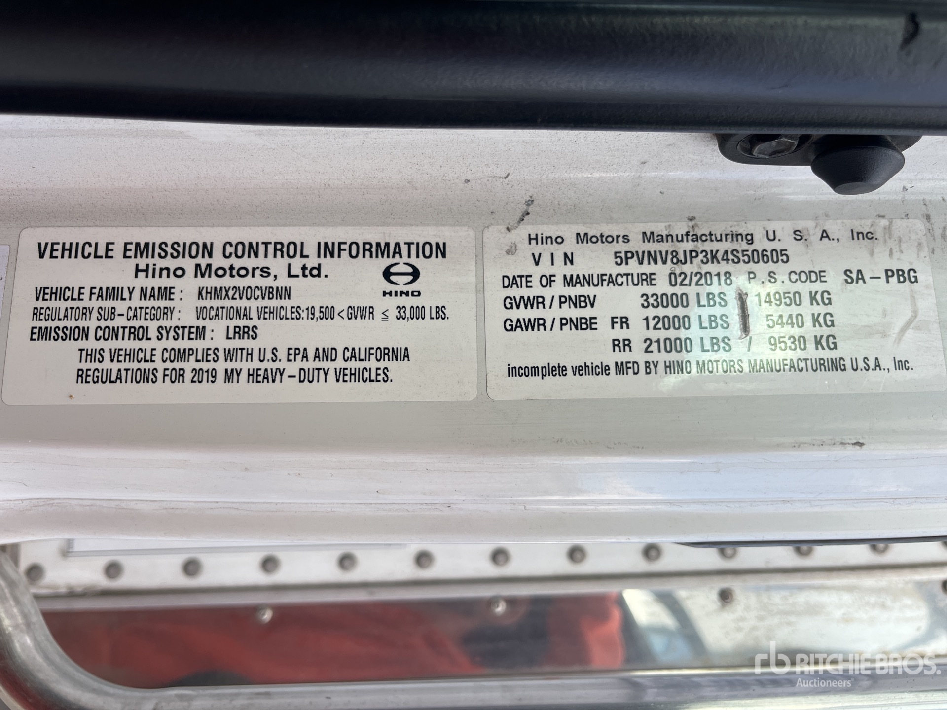General Appearance with Serial Number / VIN