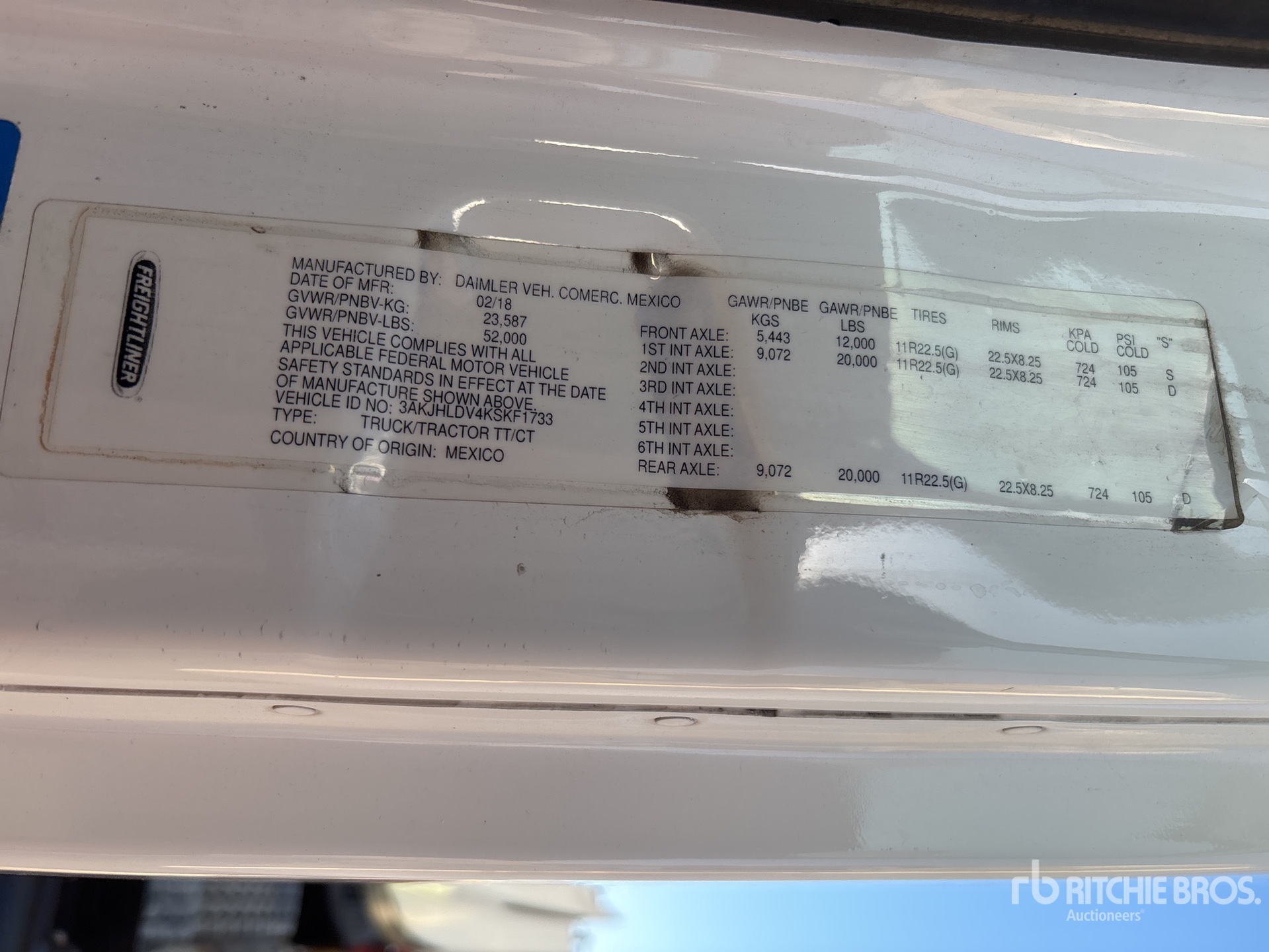 General Appearance with Serial Number / VIN