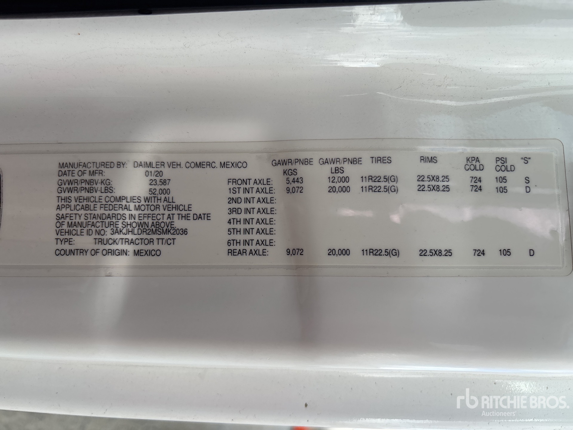 General Appearance with Serial Number / VIN