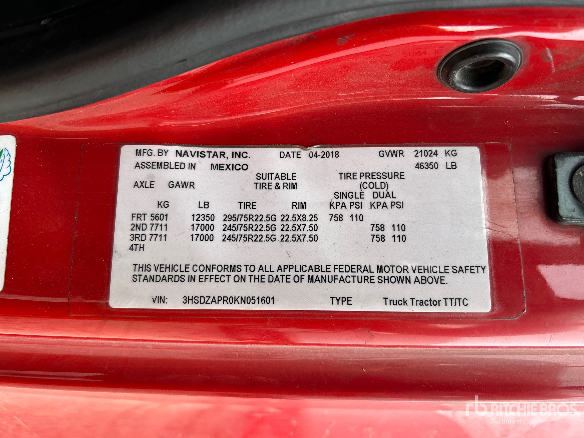 General Appearance with Serial Number / VIN