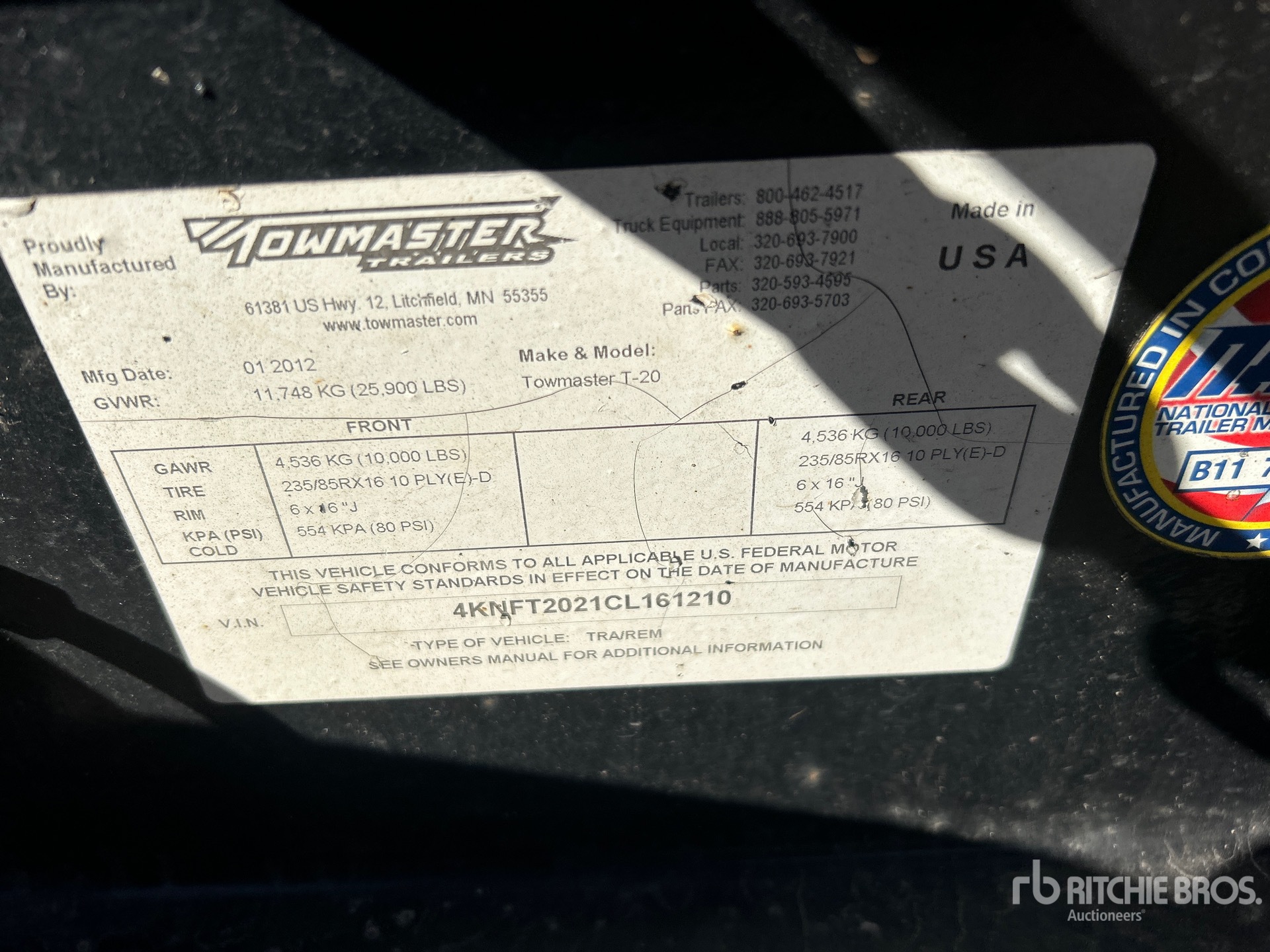 General Appearance with Serial Number / VIN