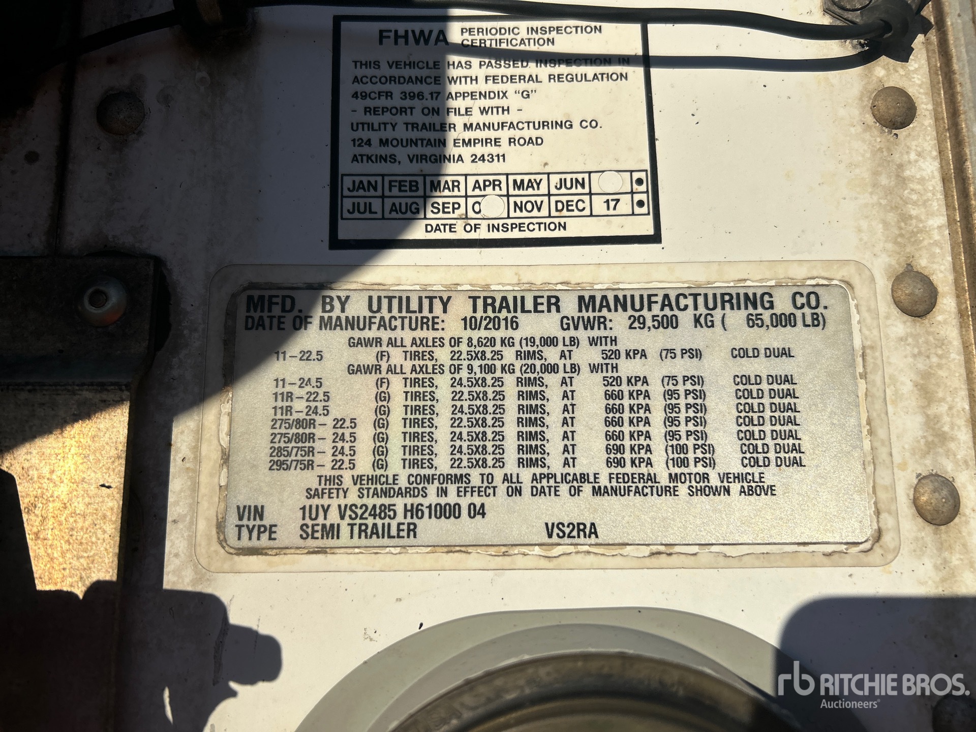 General Appearance with Serial Number / VIN
