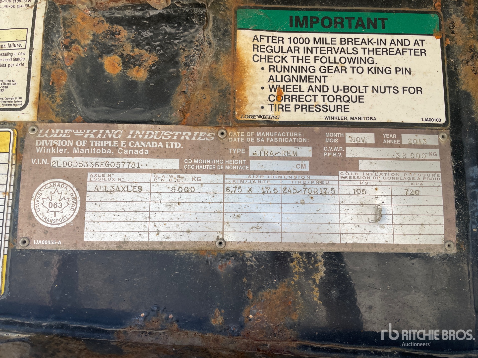 General Appearance with Serial Number / VIN