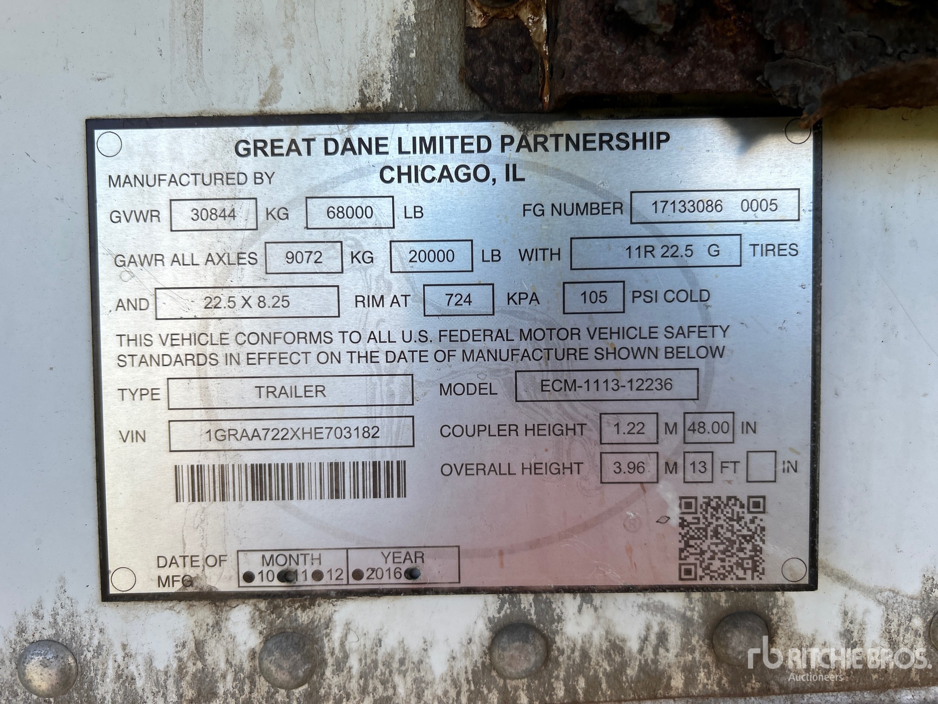 General Appearance with Serial Number / VIN