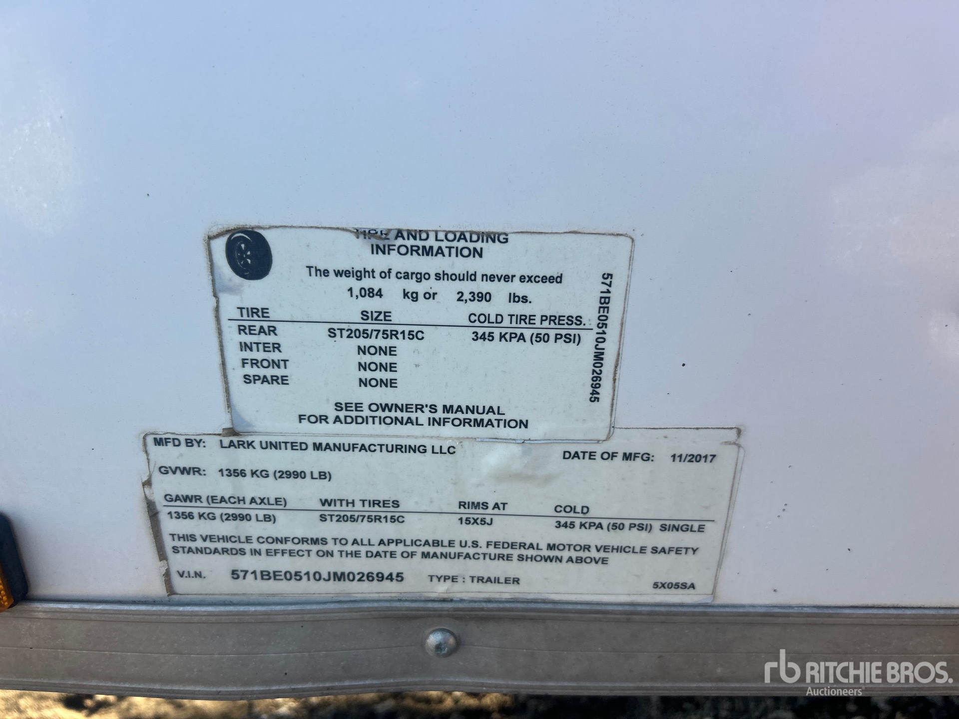 General Appearance with Serial Number / VIN