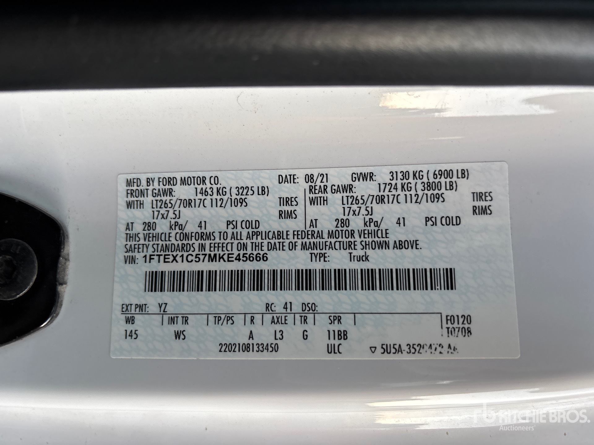 General Appearance with Serial Number / VIN