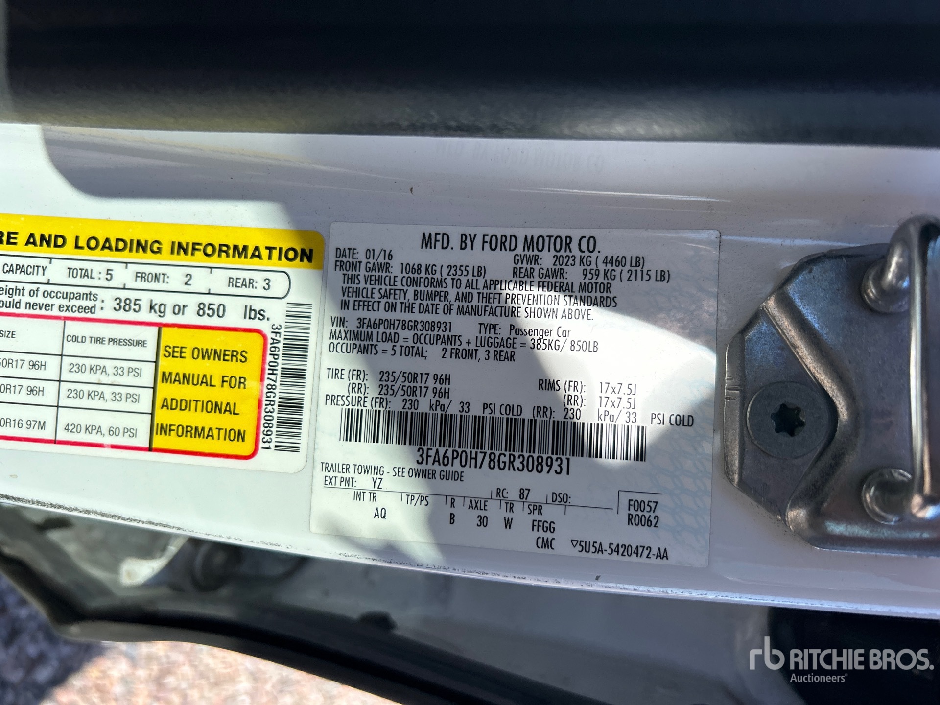 General Appearance with Serial Number / VIN