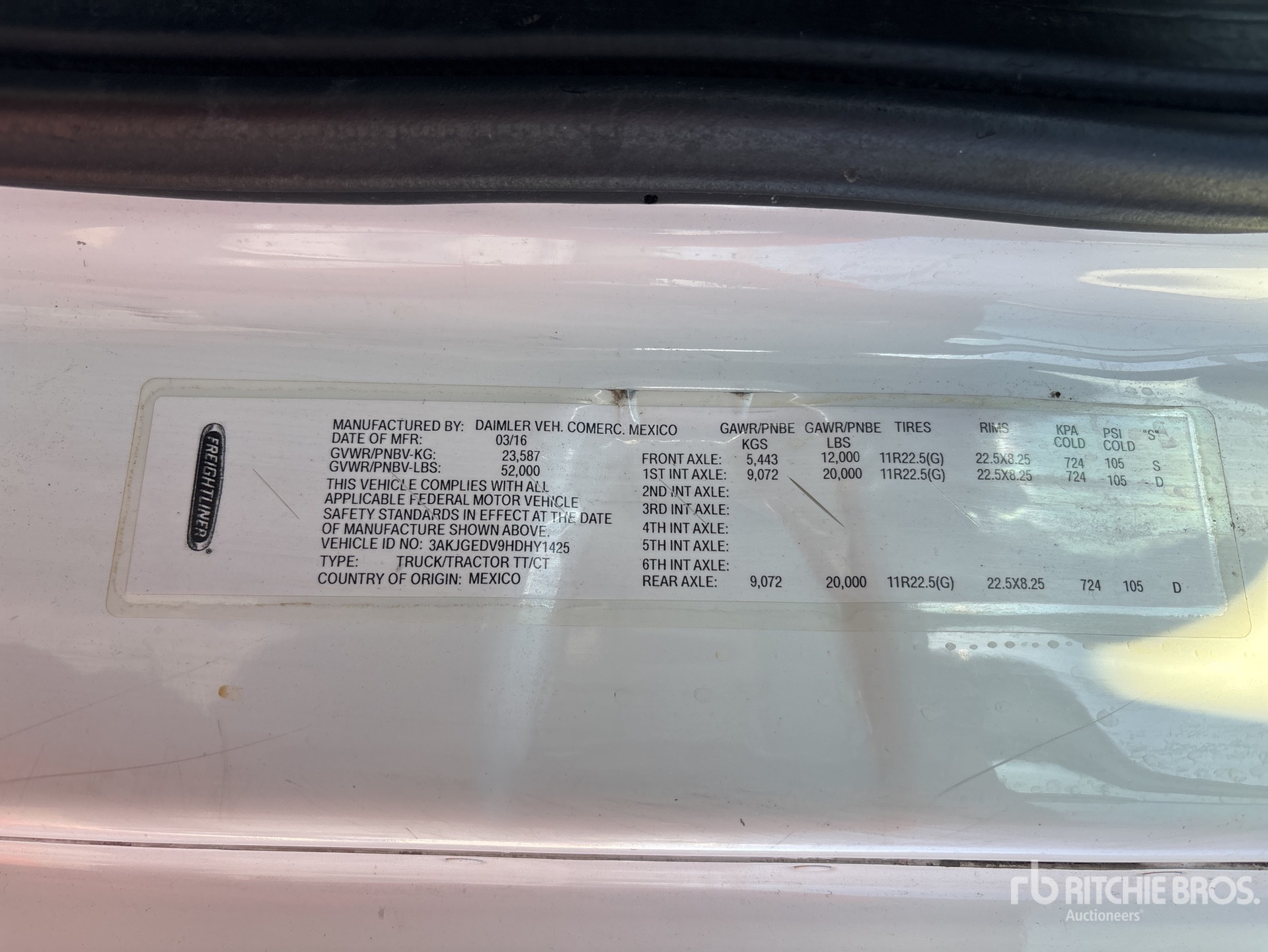 General Appearance with Serial Number / VIN