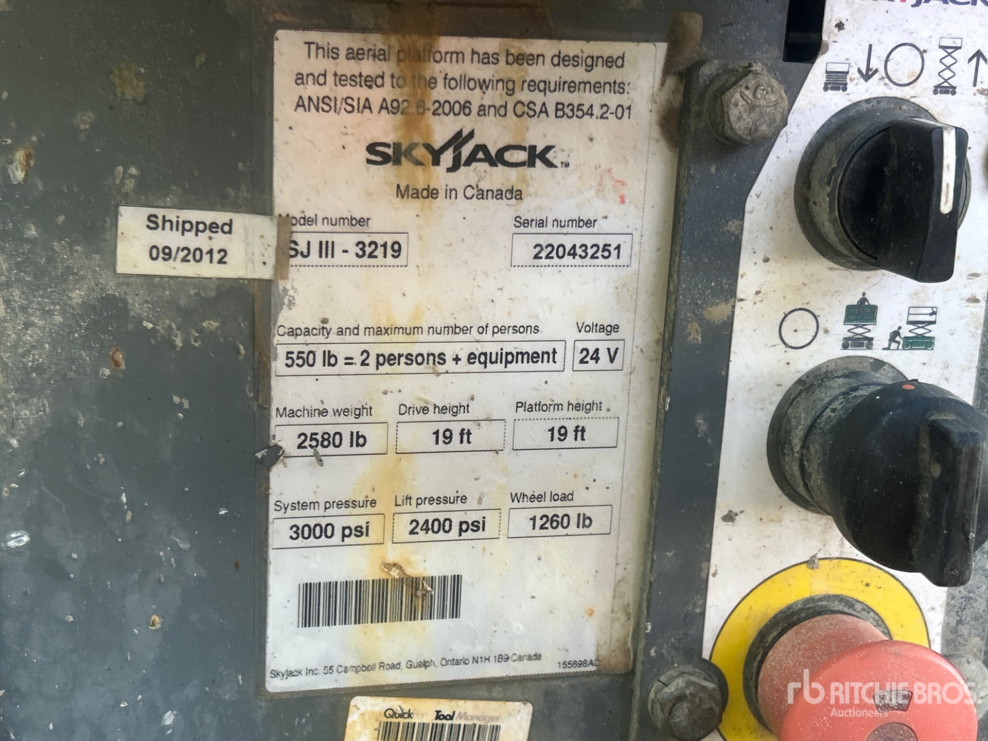 ELEVADOR TIJERA 2012 SKYJACK SJIII3219