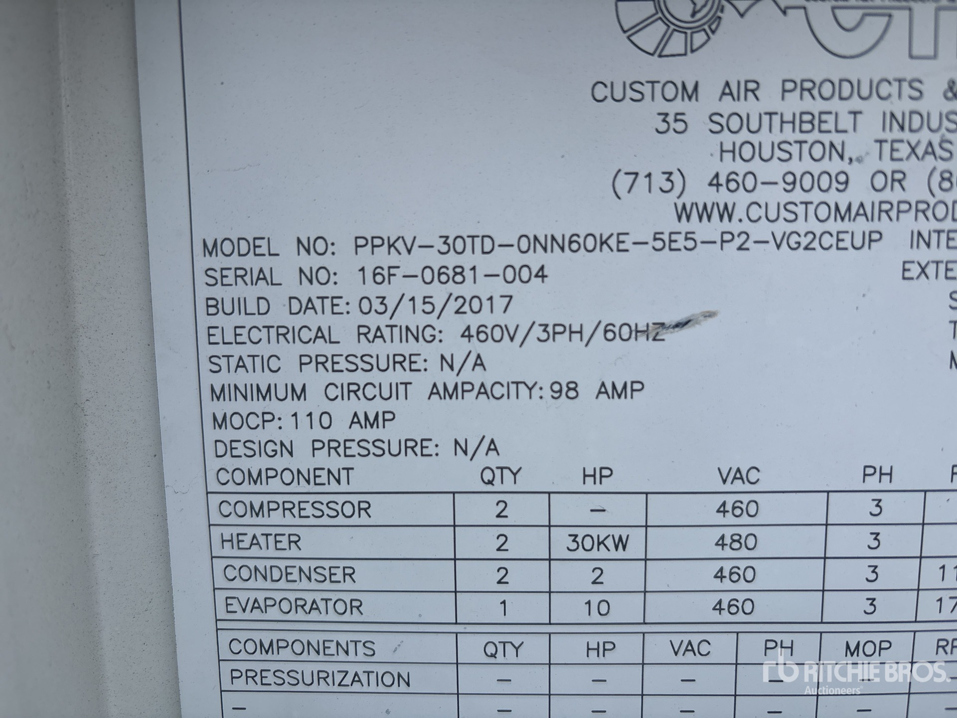 General Appearance with Serial Number / VIN