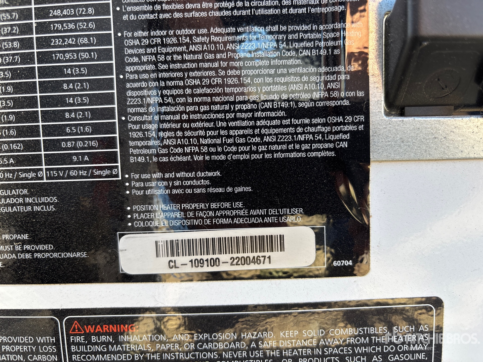 General Appearance with Serial Number / VIN