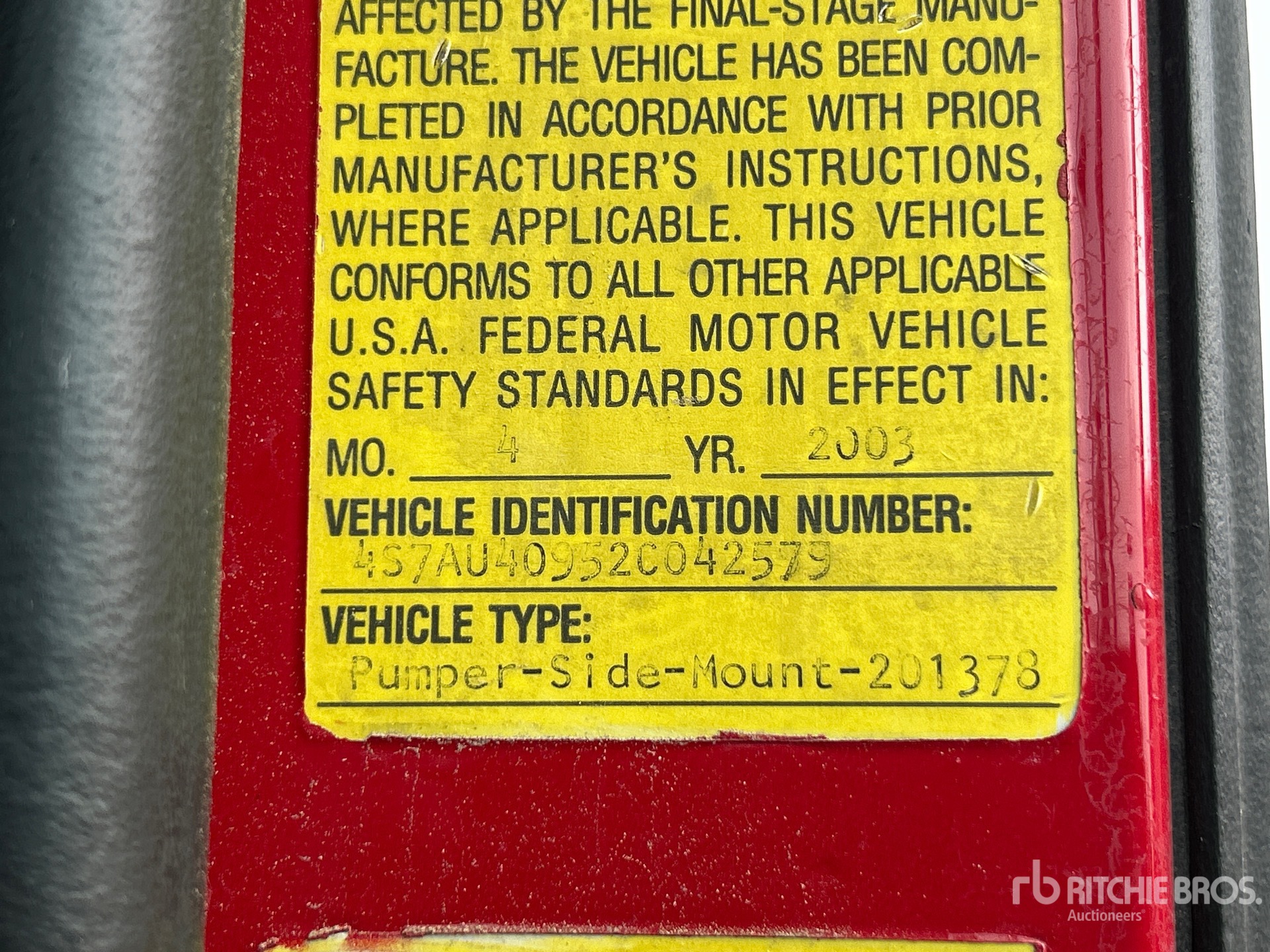 General Appearance with Serial Number / VIN