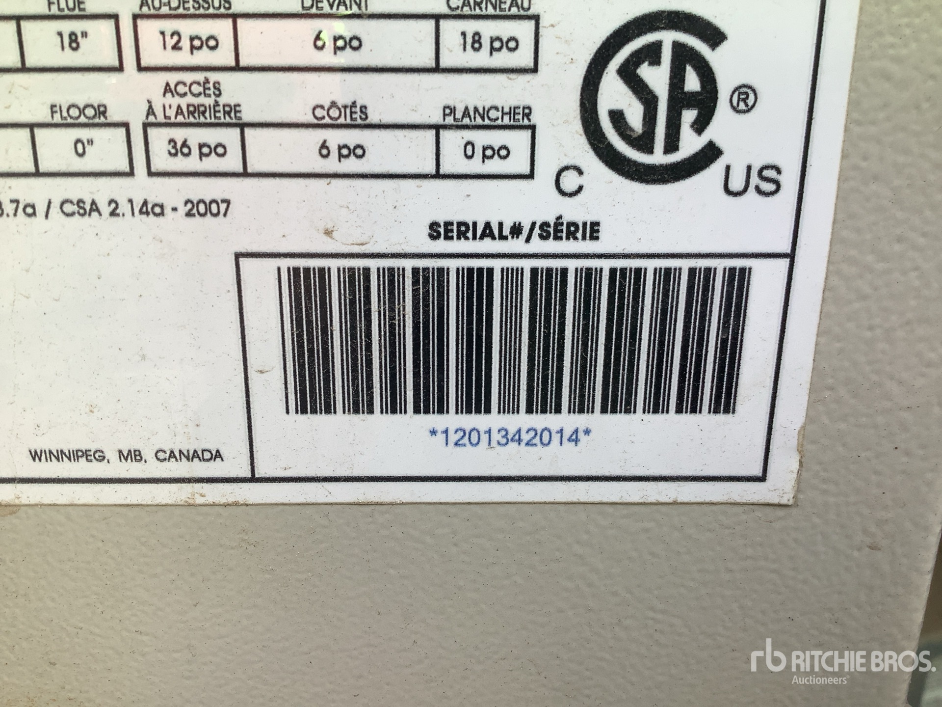 General Appearance with Serial Number / VIN