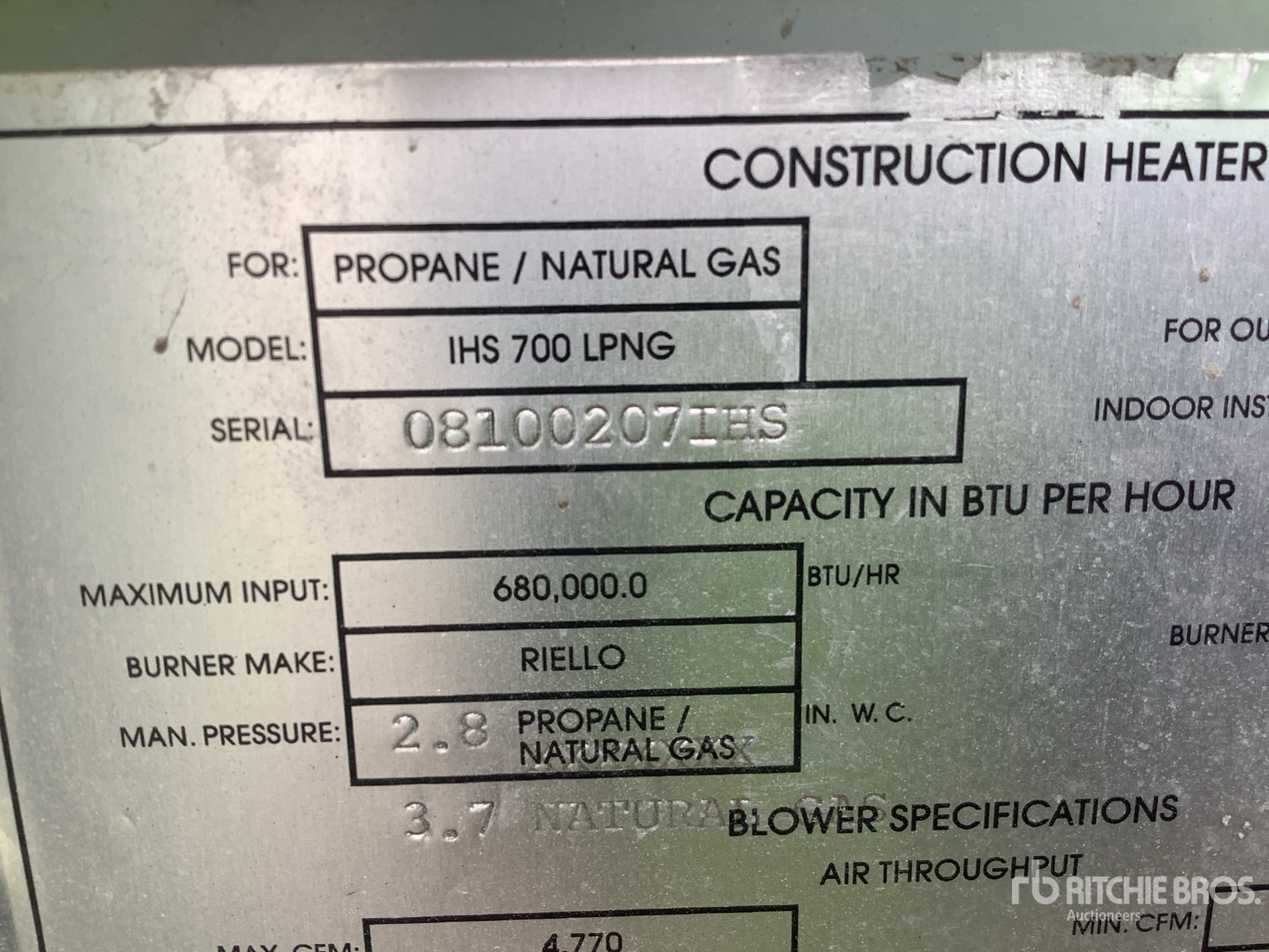 General Appearance with Serial Number / VIN