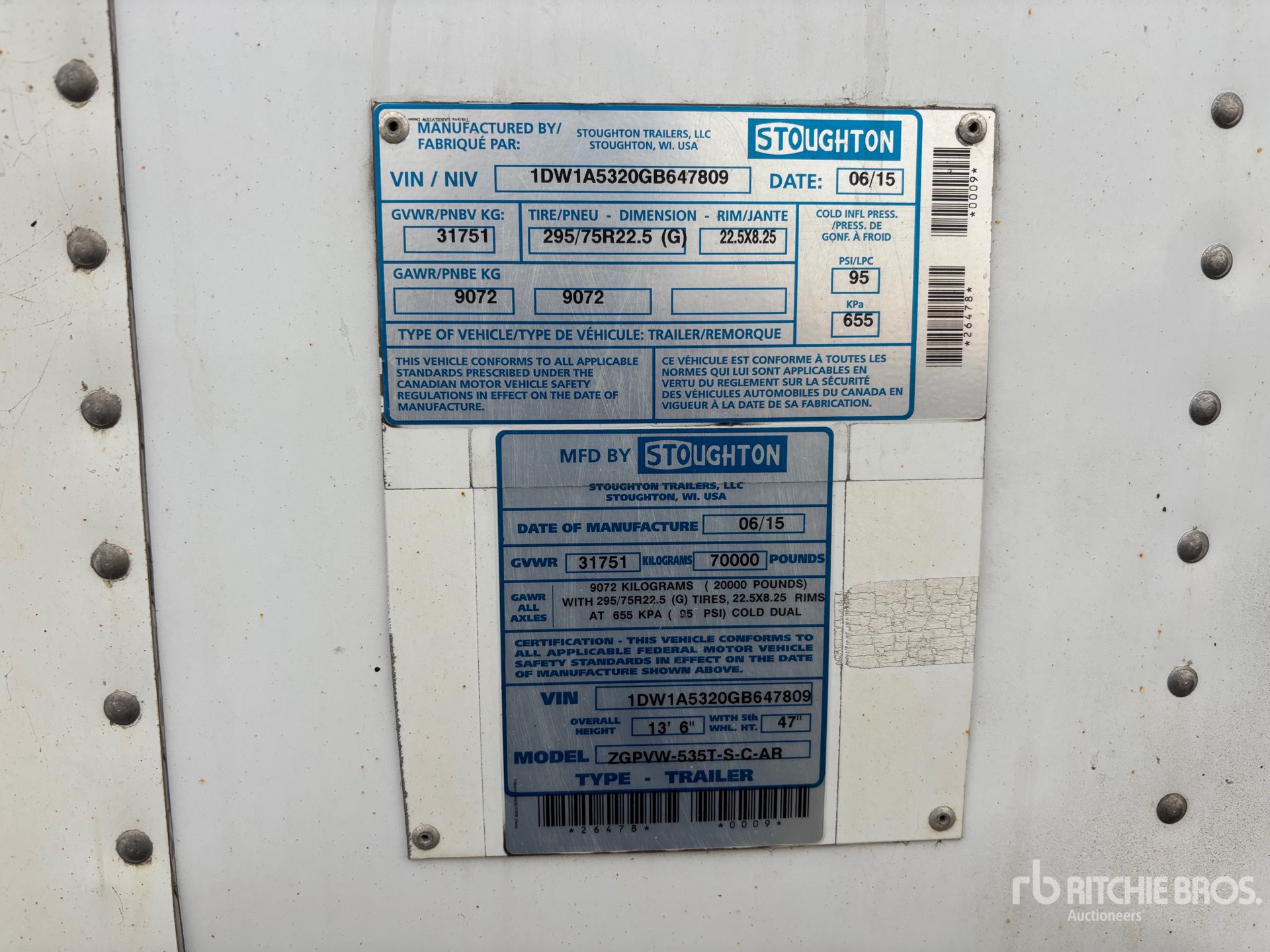 General Appearance with Serial Number / VIN