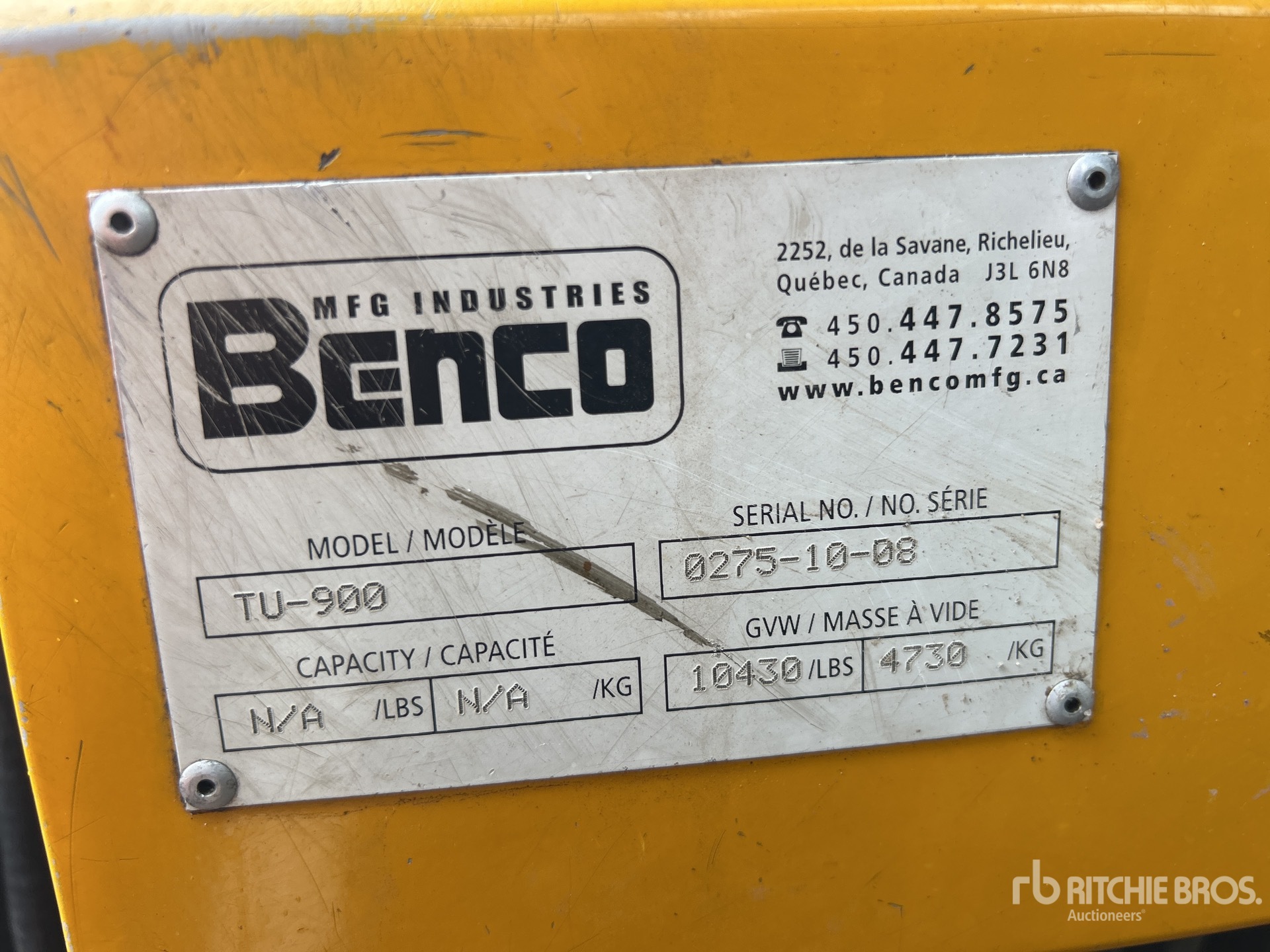 General Appearance with Serial Number / VIN