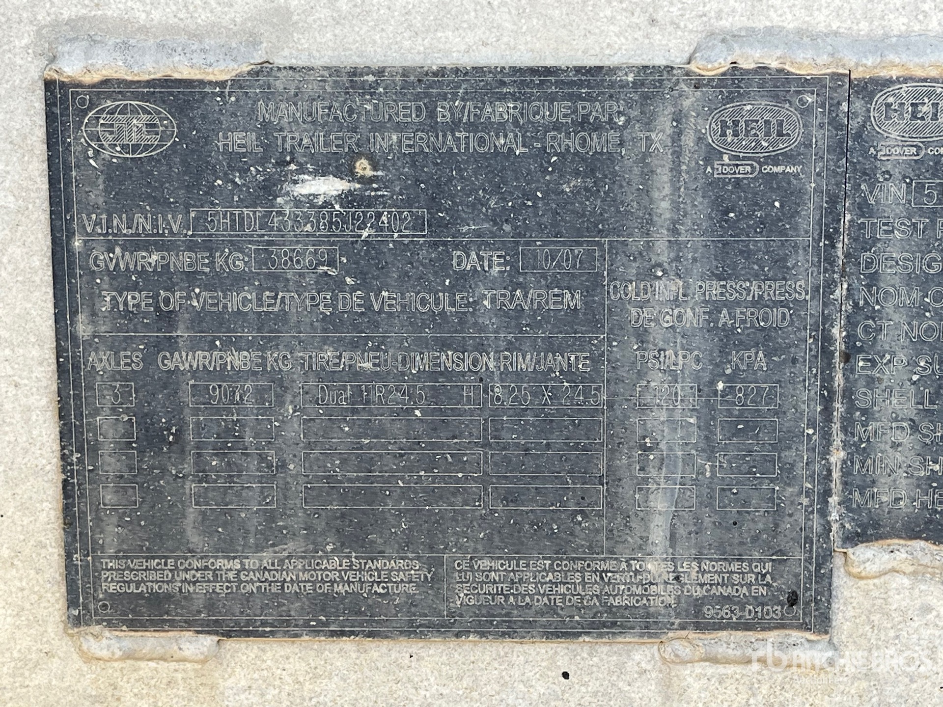 General Appearance with Serial Number / VIN
