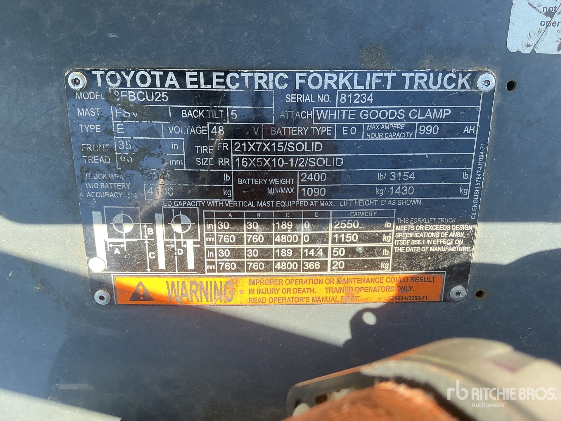 MONTACARGAS ELéCTRICO 2019 TOYOTA 8FBCU25